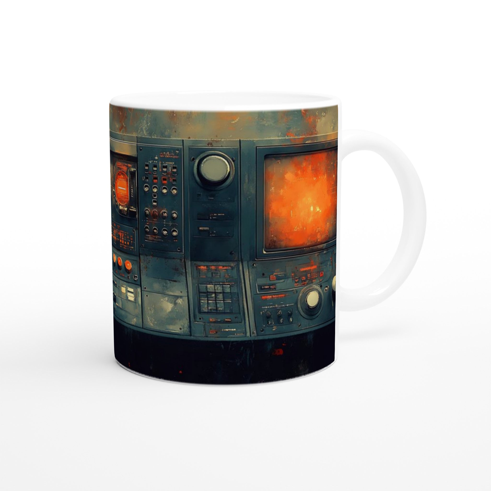 Retro Sci-Fi Kontrollpanel Mugg – 11 oz Keramisk Kaffemugg i ditt val av färger 9 a254c0d5-c7f8-41fa-8e42-9c107f7f7e55