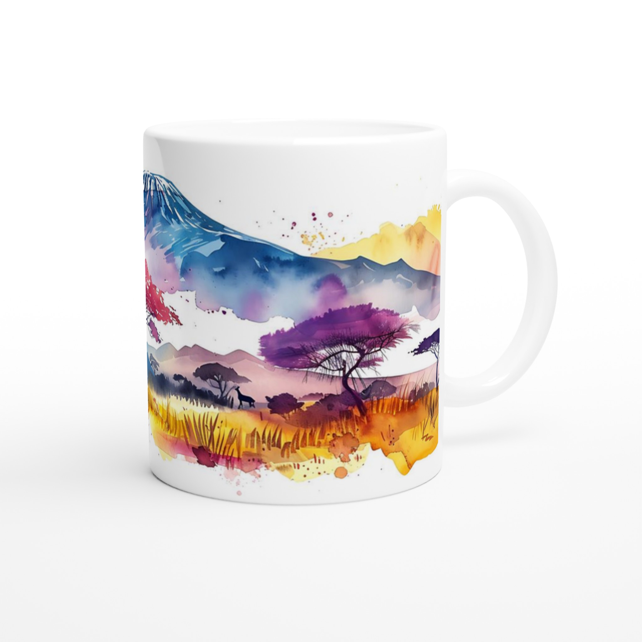 Akvarell Afrikansk Landskap Mugg - Levande 11oz Keramikmugg för kaffeälskare 9 a27ff92a-4dde-4521-8b71-96b5000e8e8c