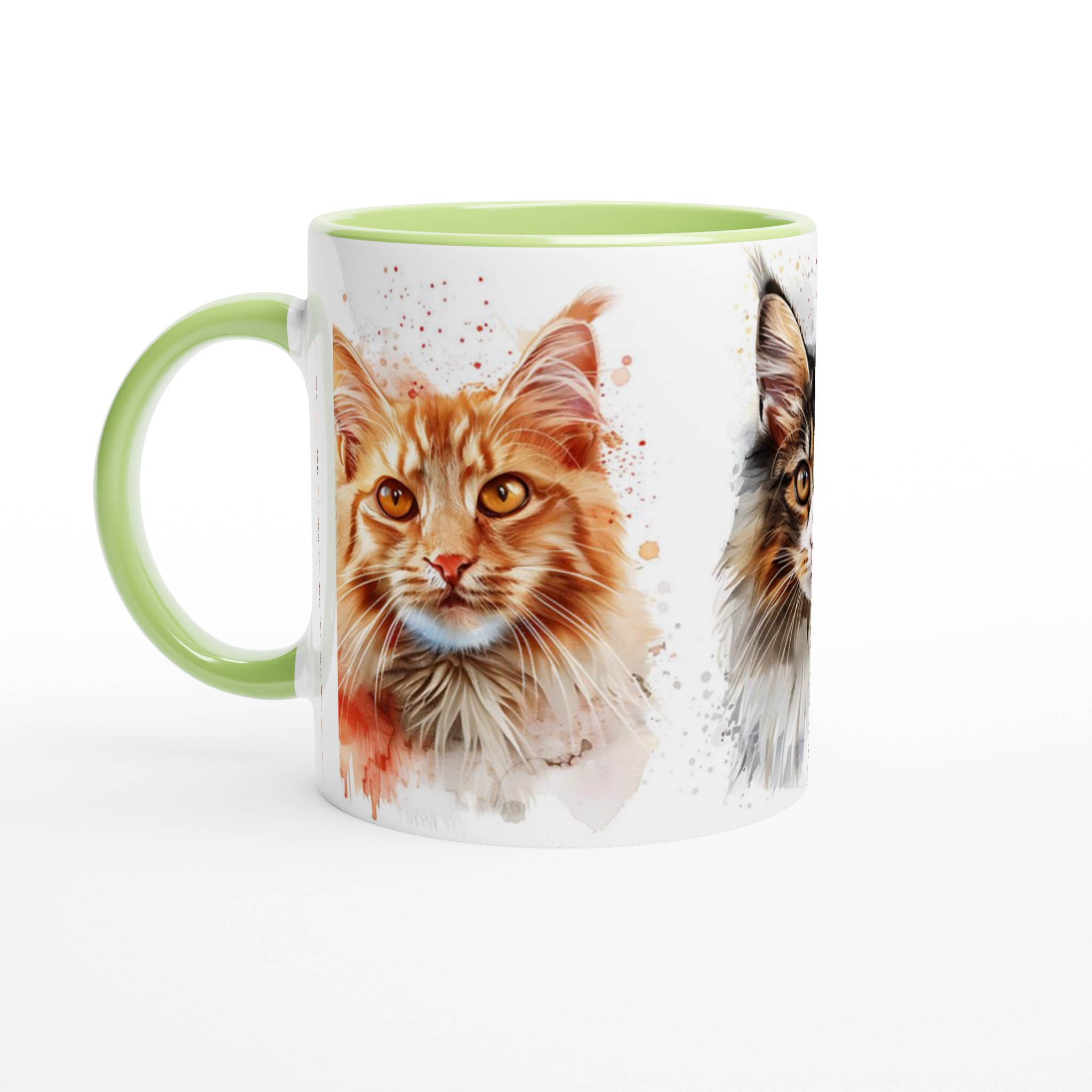 Kattansikten i akvarell – 11 oz keramikmugg i ditt val av sju färger 3 a2c71c71-6973-403f-8b05-074818432796