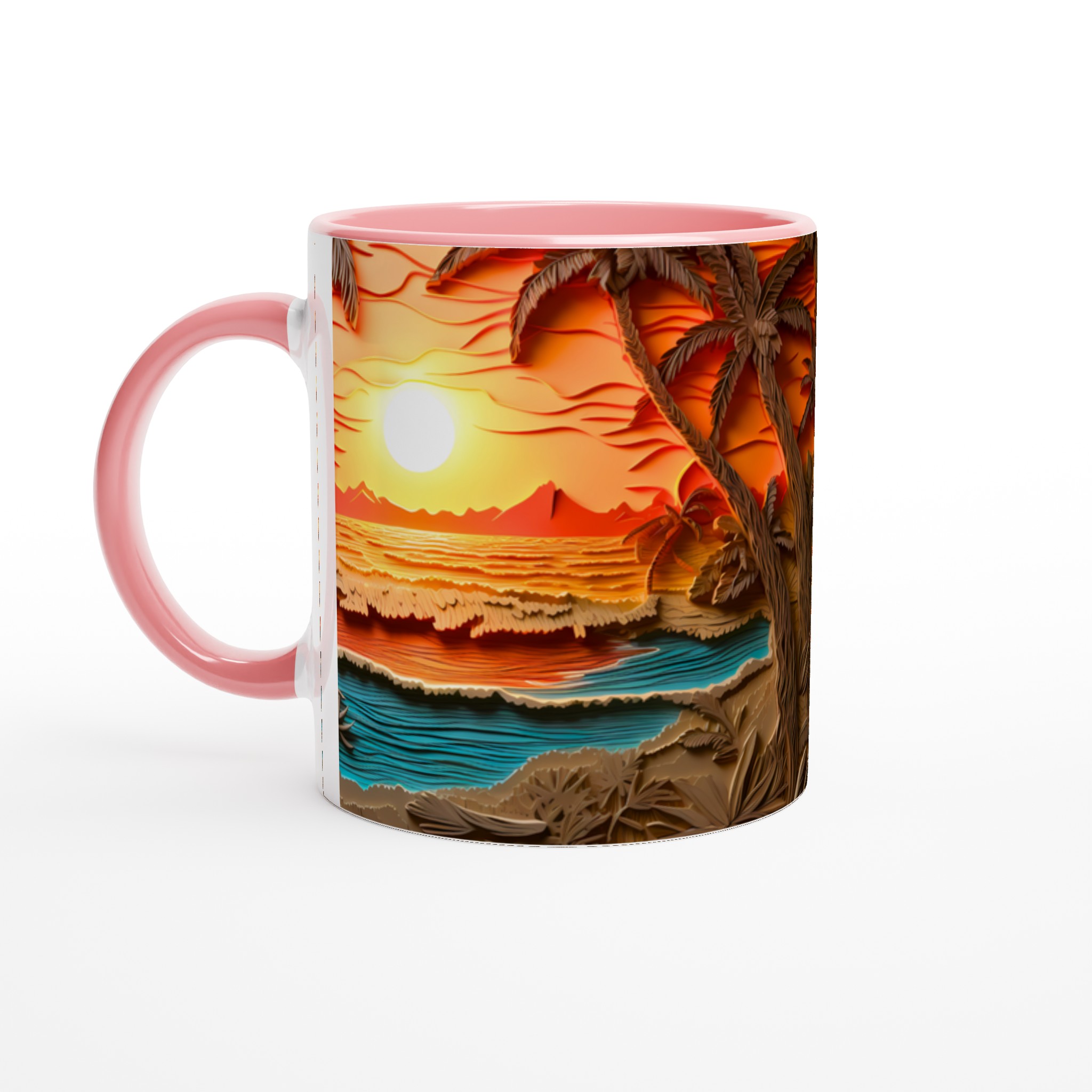 Tropisk Solnedgång Keramikmugg - 11oz, Vågor & Palmer i Varma Nyanser. Välj mellan 7 Färgstarka Alternativ! 7 a34172c6-b5cb-4f4c-bc6f-826743fc6c89