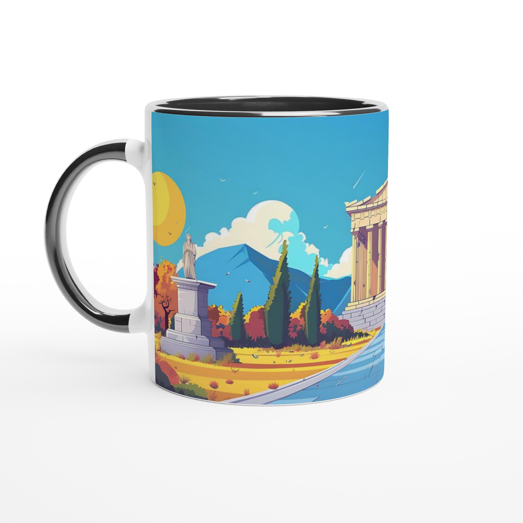 Grekisk Tempel Konst Mugg – 11oz Keramikmugg i Klara Färger för Kaffe & Te 7 a3eba2eb-fec4-4585-b163-5effa80a2937