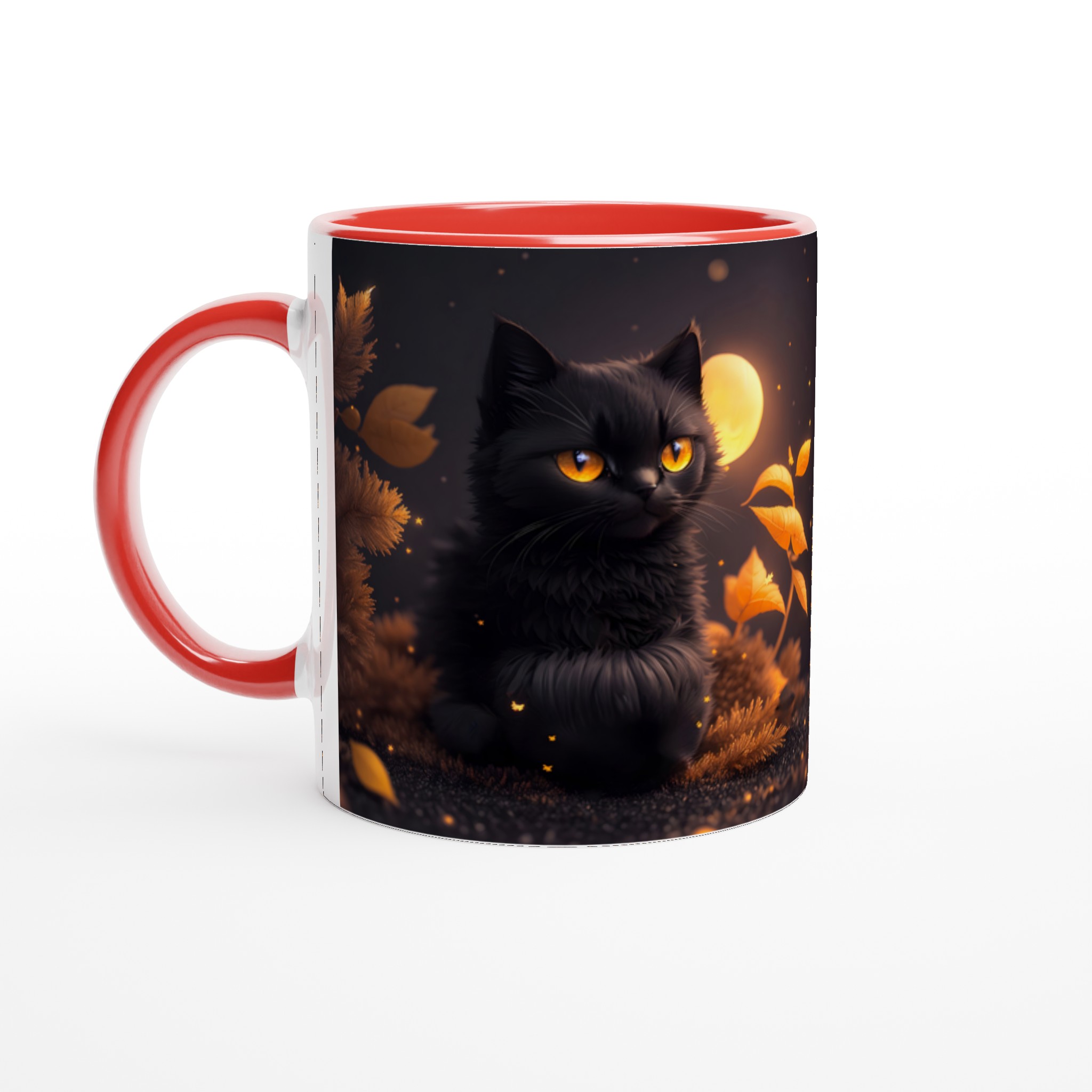 Mystisk Svart Katt Keramikmugg - Gyllene Ögon & Magisk Höstatmosfär, 11oz 2 a3f12e37-abad-4223-aac3-de19b7f5b9f8