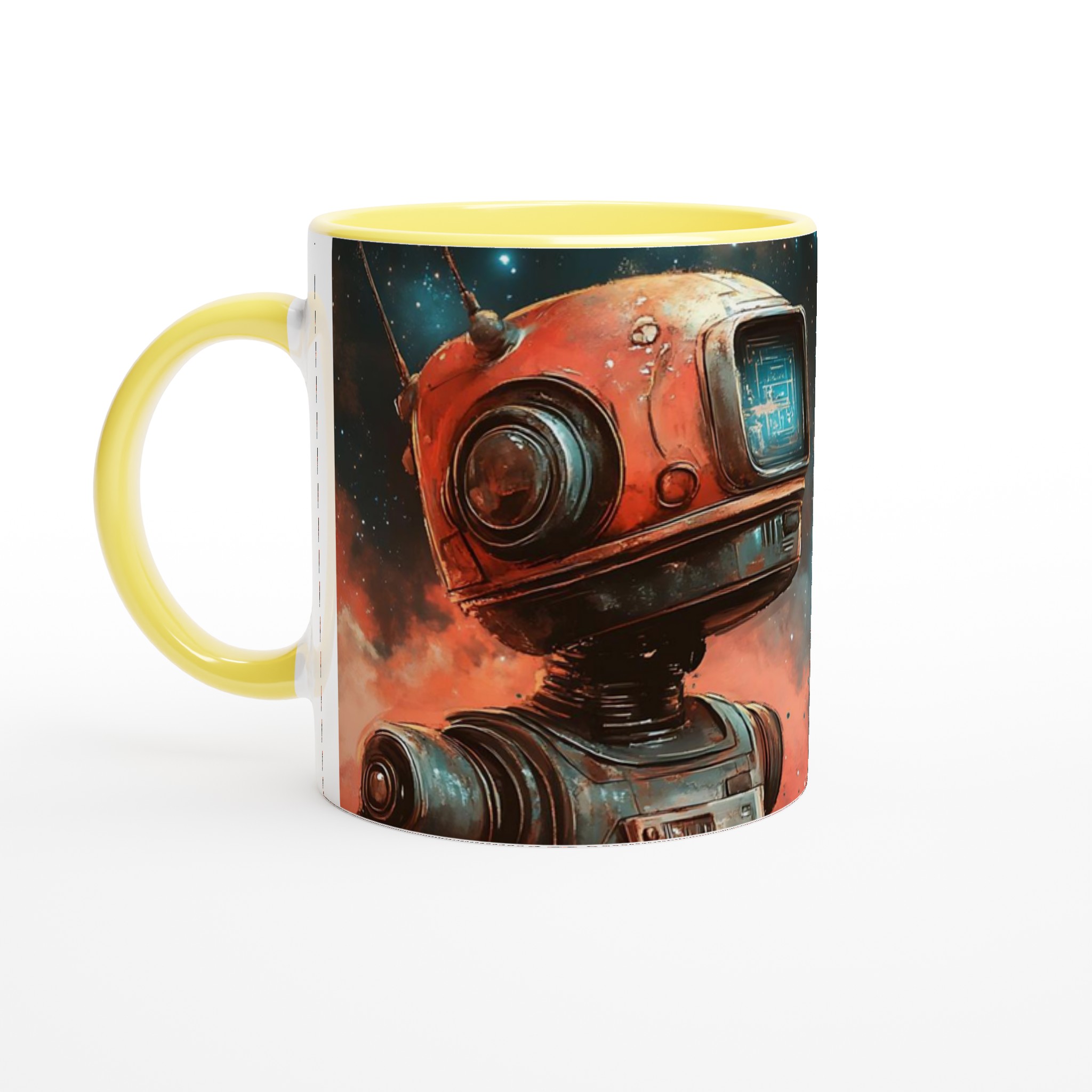 Retro Space Robot Mugg - Vit Keramikmugg 11oz med Sci-Fi Motiv i Livfulla Färger 3 a4108411-68d0-403c-b6d4-936369593d18