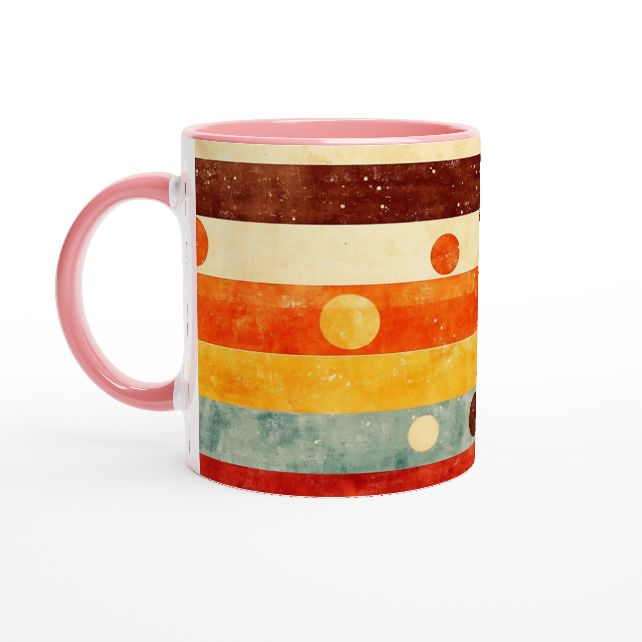 Retro Abstrakt Mugg - 11oz Keramikmugg i Vintage Färger & Geometrisk Design 4 a41bfcea-a859-44e8-b8ed-4e0f5fb9e70f