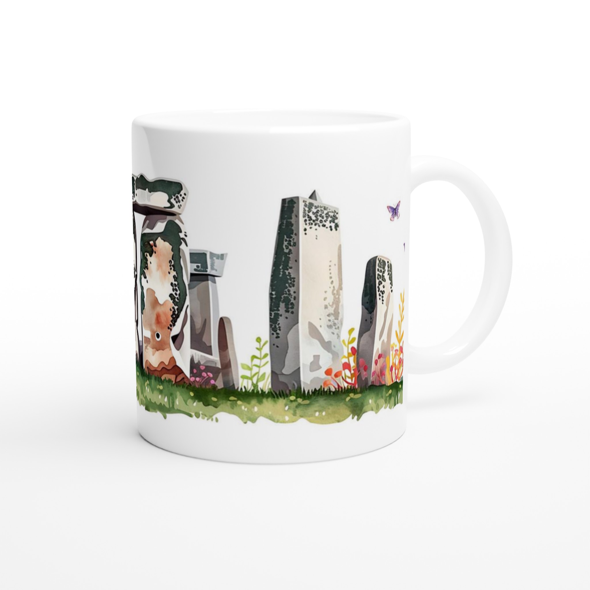 Stonehenge & Butterflies Akvarellmugg – 11 oz Keramikmugg i ditt val av 7 färger 9 a480063b-4912-404d-a75f-8f88d6f13380