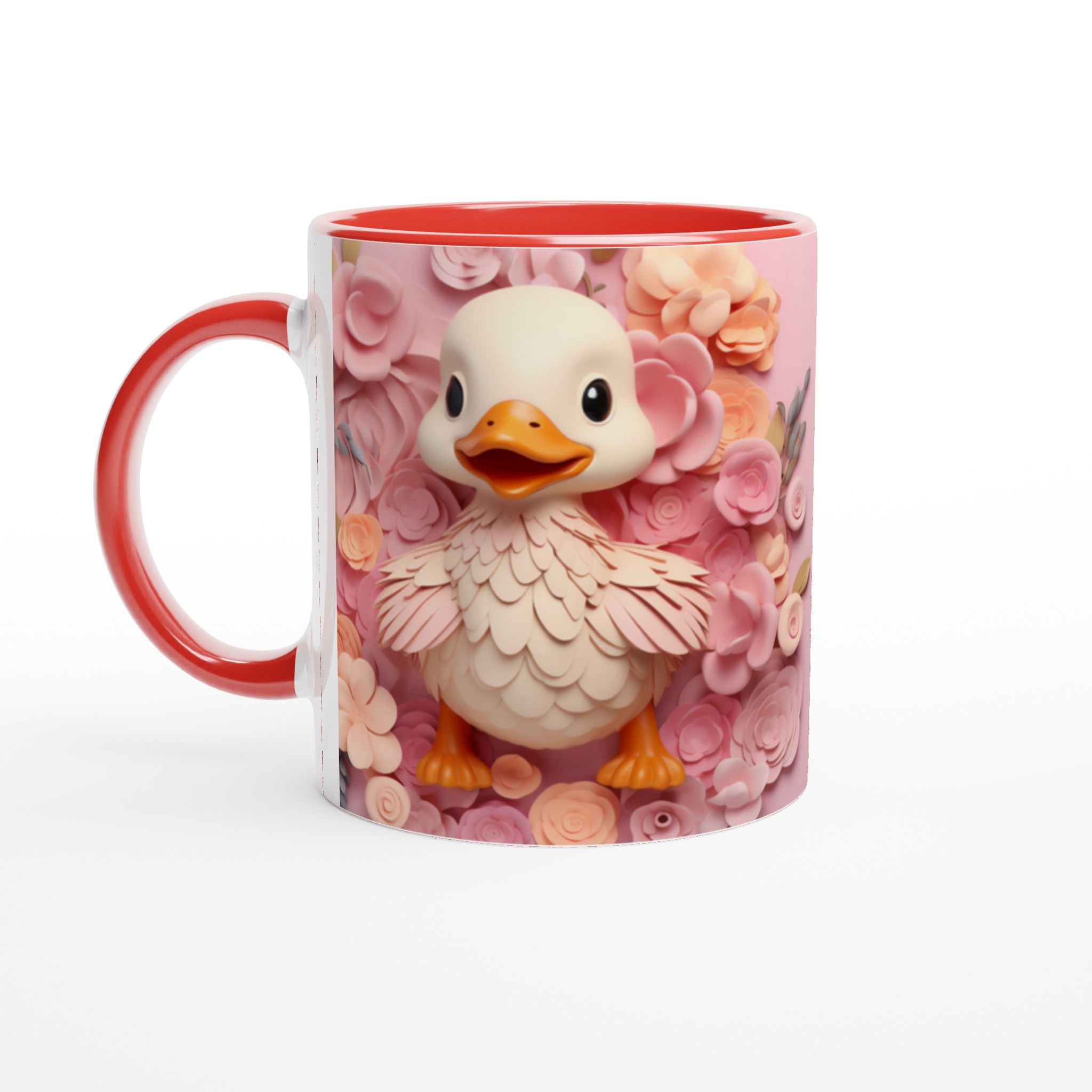 Söt Anka Keramikmugg – Rosa Blomdesign, 11 oz. Välj din färg! 2 a48a609d-eef2-4fc3-8043-3db75f5d6365