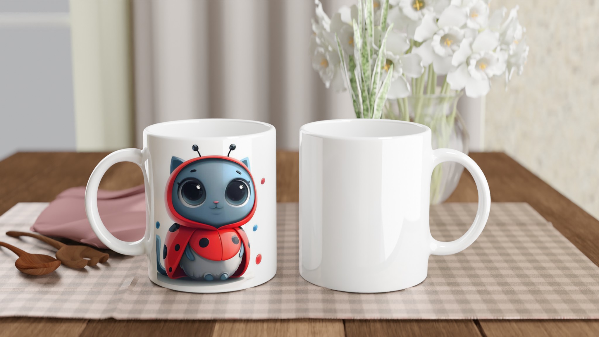 Söt kattunge nyckelpiga design 11oz keramisk mugg - Välj din favoritfärg! 10 a4b5c55c-113c-4aed-b3fe-e62593e9ef5b