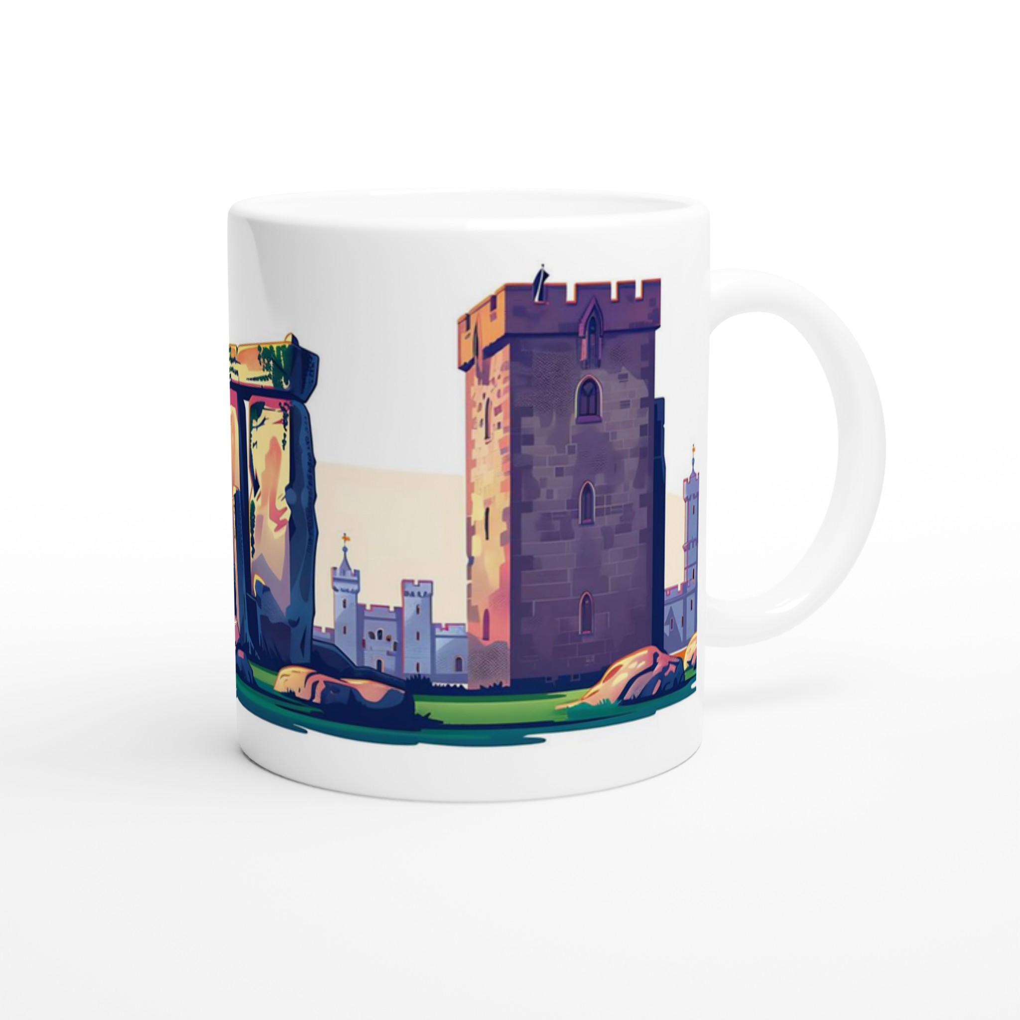 Historiska Stonehenge & Slott Keramisk Mugg – 11 oz i ditt val av sju livfulla färger 9 a4f84ca6-448f-4461-9421-713046018cbf