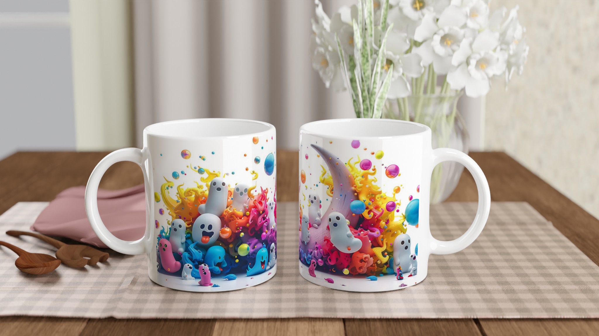 Färgglad Spökparad - 11oz Keramikmugg i ditt Val av Sju Livfulla Kulörer 10 a57597c4-2e4c-4f23-8735-81b4270c84b6