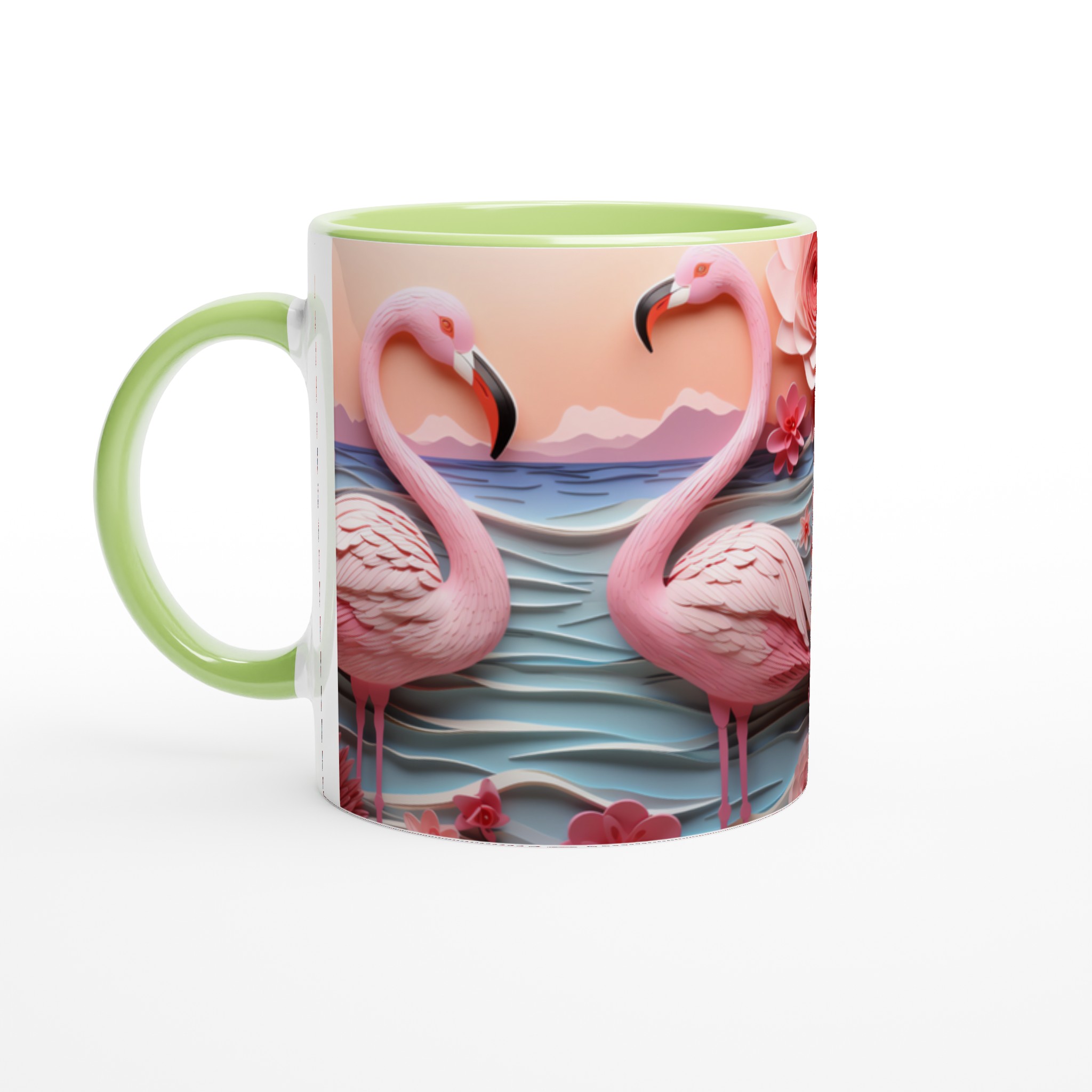 Flamingo Paradise 11oz Keramisk Mugg – Drömsk Design i Papperskonst Stil 3 a5c69c60-14d4-473f-b66c-e564a2c15340