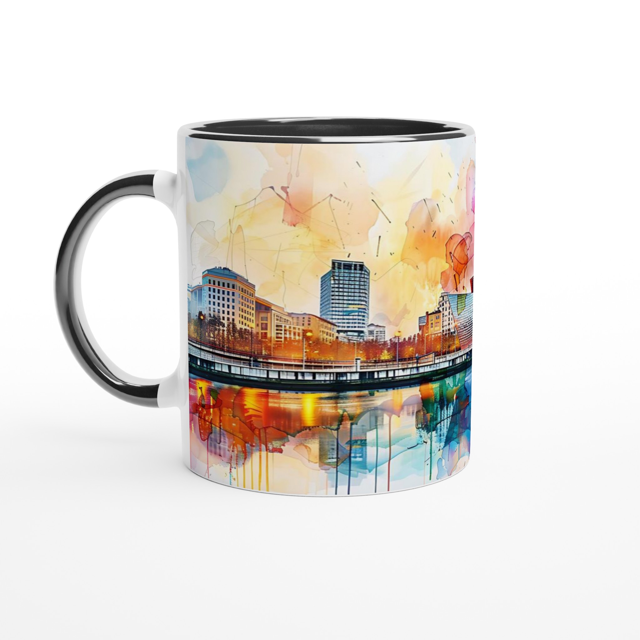 Abstrakt Stadsbild Akvarell Mugg – Färgstark Keramikmugg 11oz 7 a5fae9b1-a9a6-4394-af7e-5a7bff35dd01