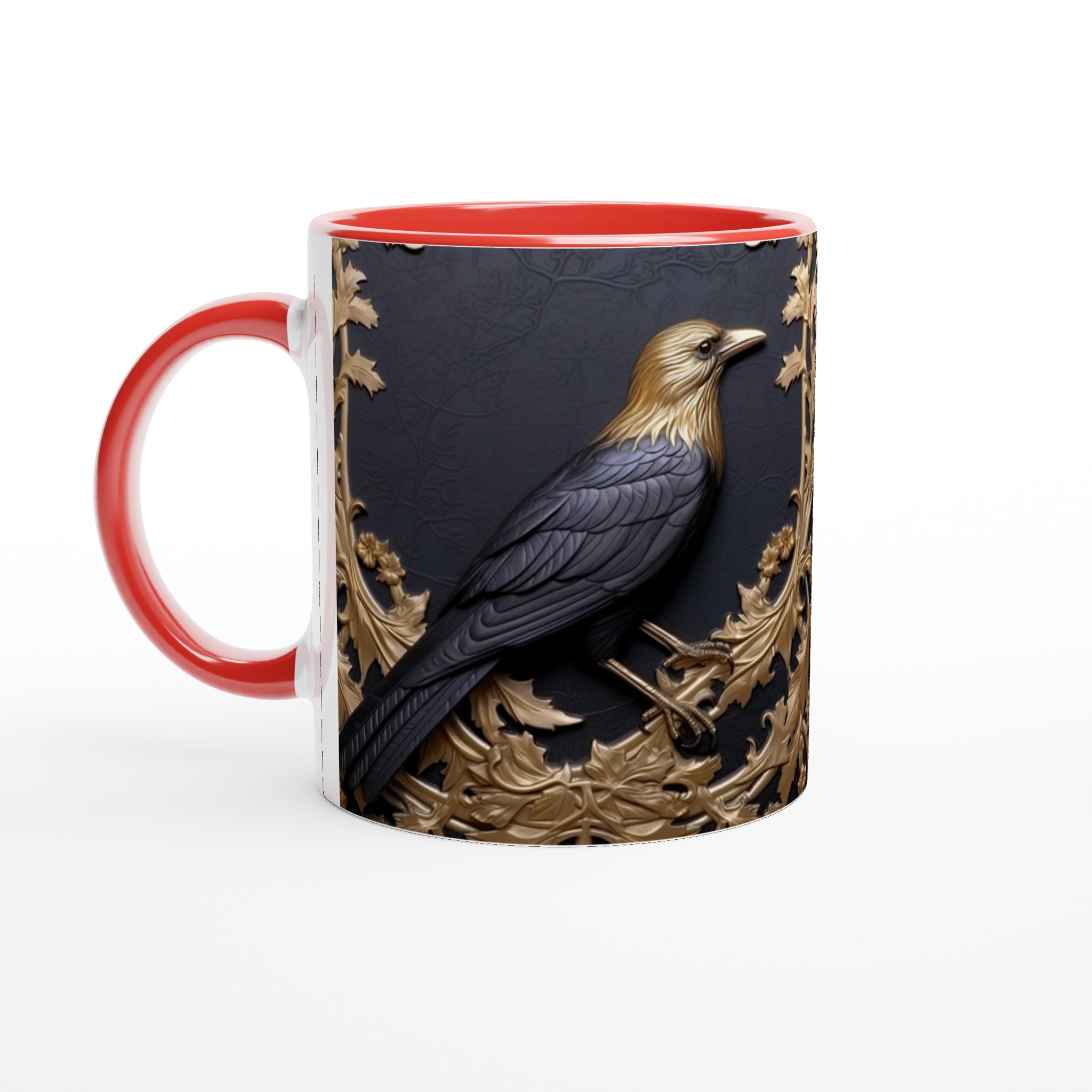 Elegant Vit 11oz keramisk mugg med konstnärligt fågelsmotiv och glansig finish 2 a6187b40-c569-4289-927d-e454ece26350