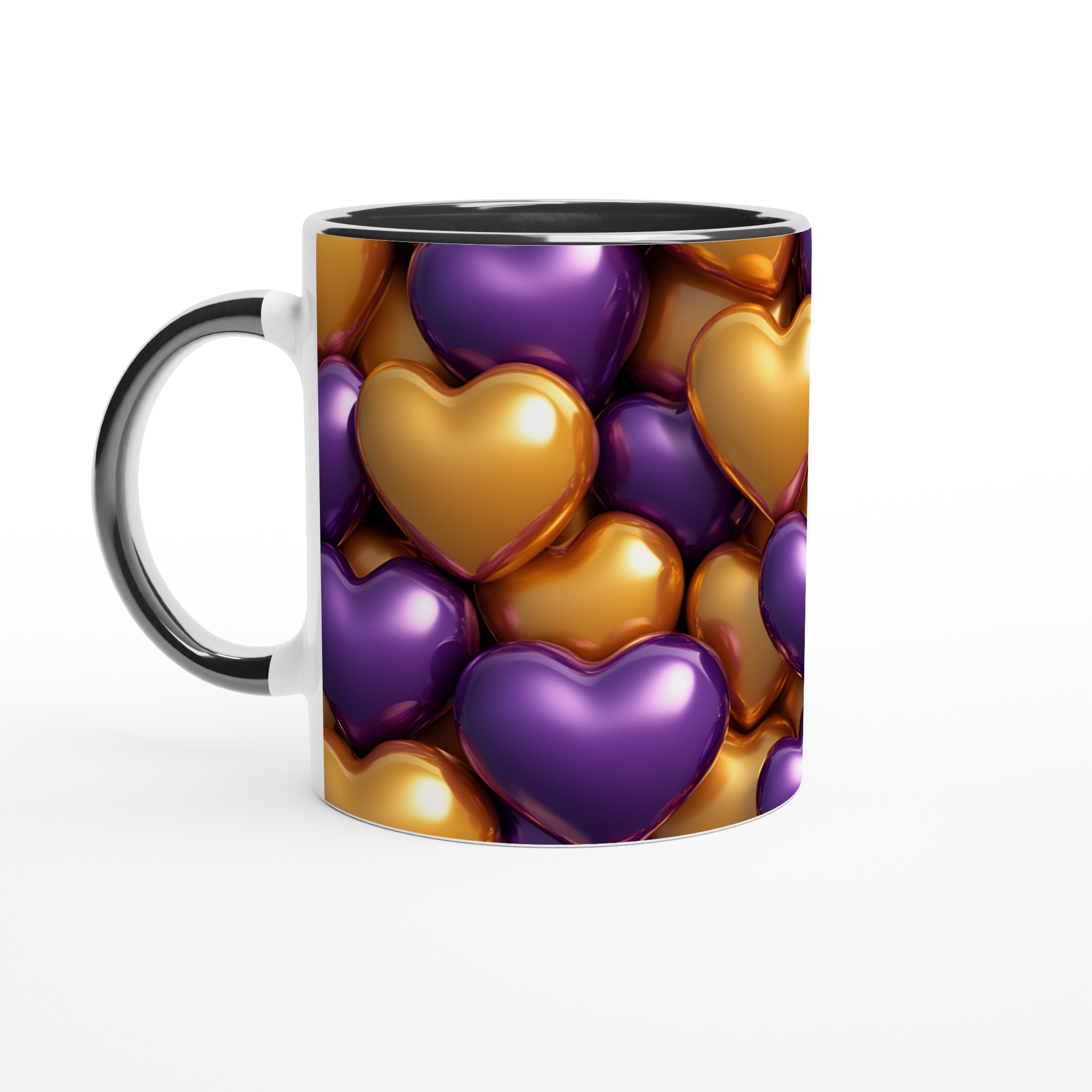Kärlekshjärta Keramikmugg - Lyxiga Guld & Lila Nyanser, 11oz 7 a6bdad36-9944-4d0b-8d48-5974a938277f