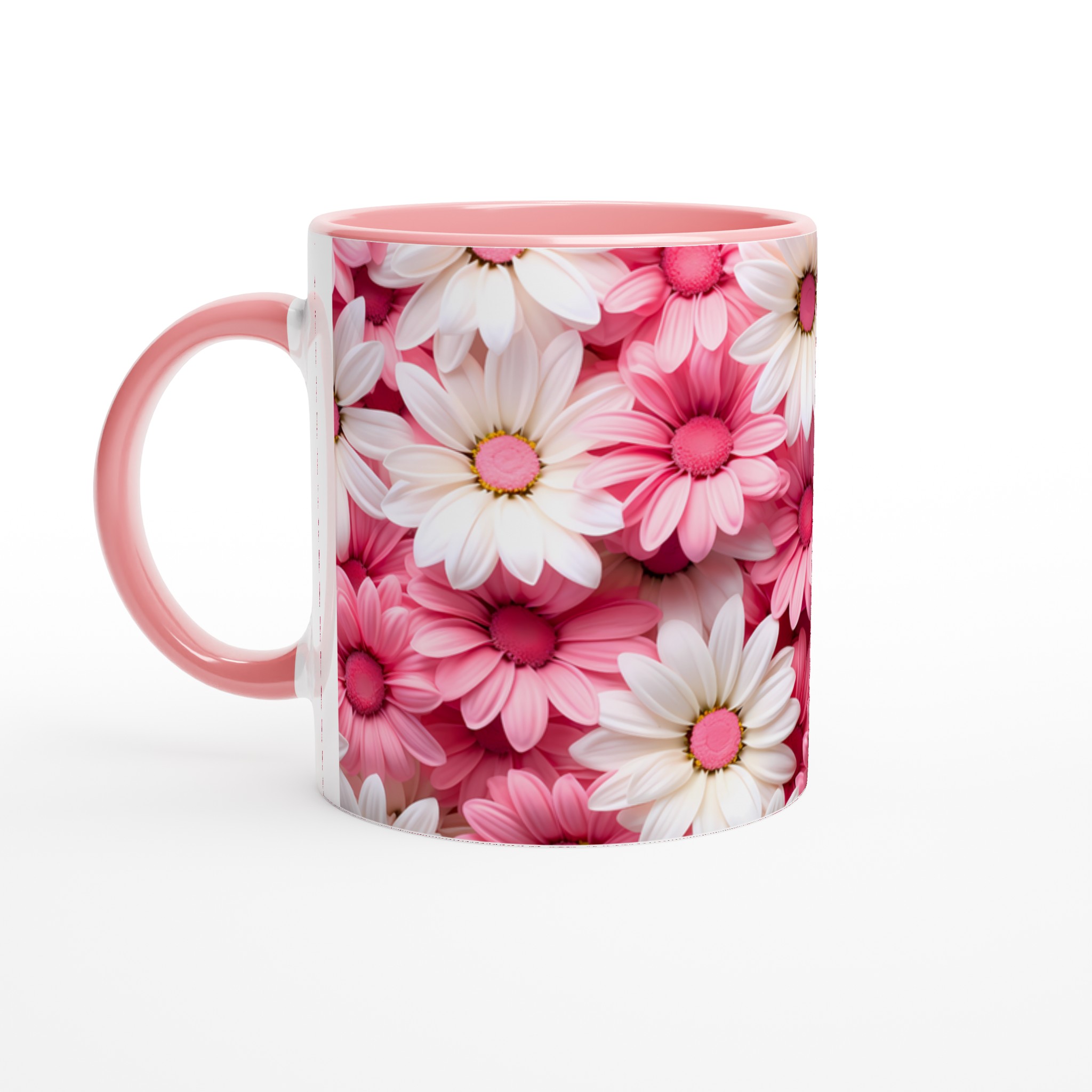 Blomstrande 11oz Keramikmugg – Rosa & Vit Margeritmönster, En Färgexplosion för Din Dryck 6 a74de411-107c-4633-bd2f-028512406b90