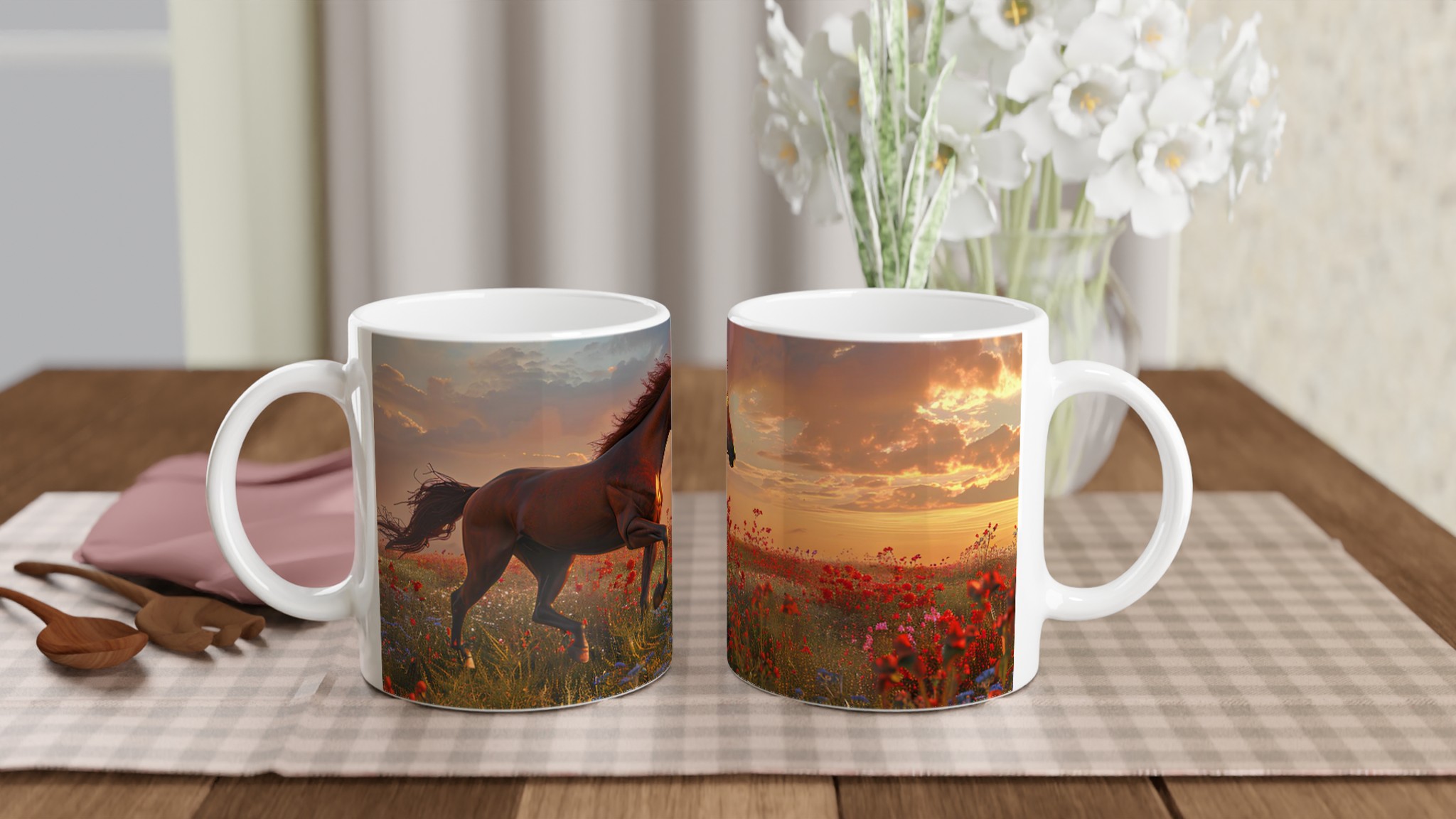 Majestätisk Brun Häst i Vild Blomsteräng – 11oz Keramisk Mugg för Naturälskare 10 a75c6517-a0a2-4e6a-aaef-196d19c55a25