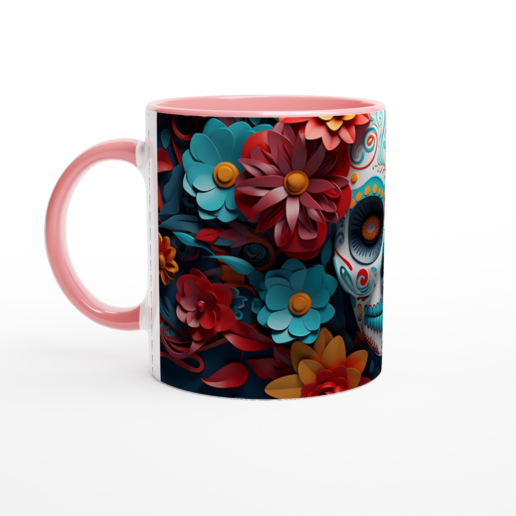 Färgsprakande Sugar Skull Keramikmugg – Perfekt för Día de los Muertos & Festliga Stunder, Välj din färg! 6 a776de1b-ec79-4677-8ddc-7660efeef950
