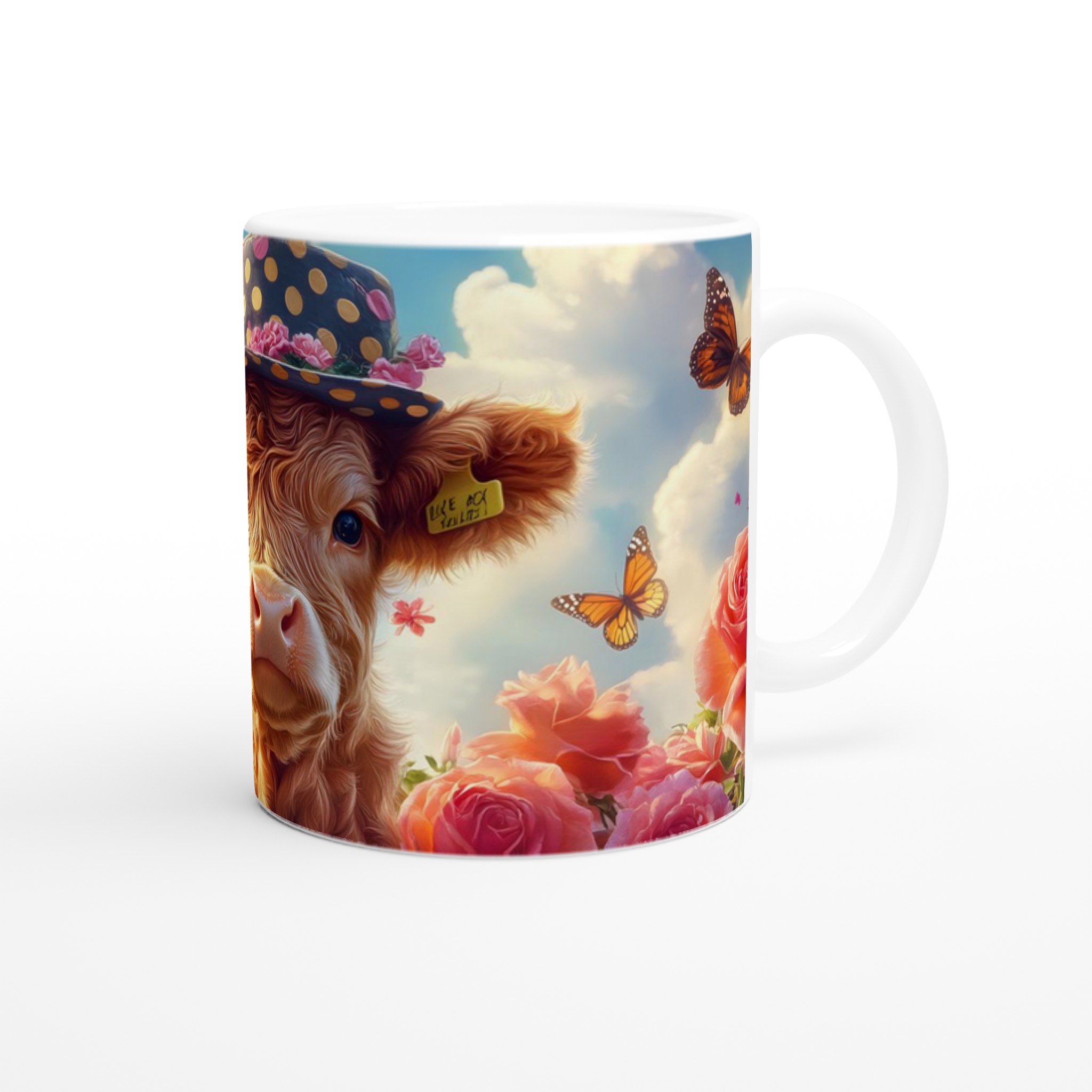 Chic Kalvmugg: Söt Ko med Hatt & Rosor – 11 oz Keramisk Kaffemugg i Valfri Färg 9 a77deeb3-c577-4a5e-9af6-4a1fa80daa26