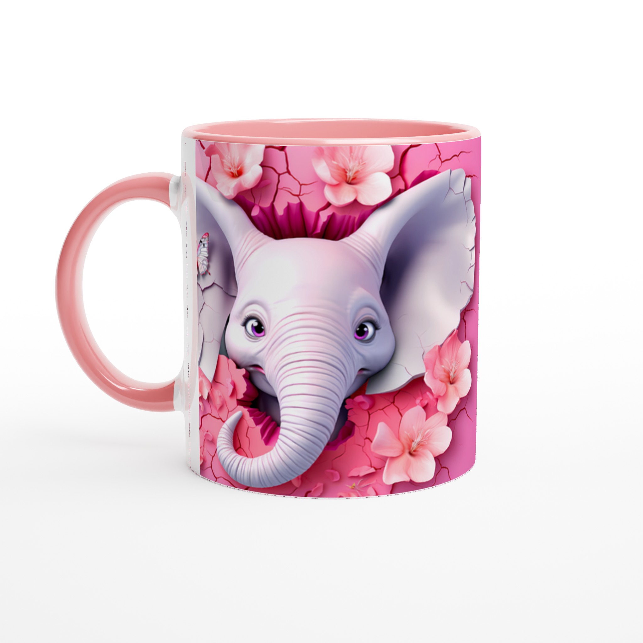 Söt Elefant & Fjäril 11oz Keramisk Mugg – Drömrosa Design för Kaffeälskare 6 a78ae769-d142-4f93-ae6e-cf9514437cea