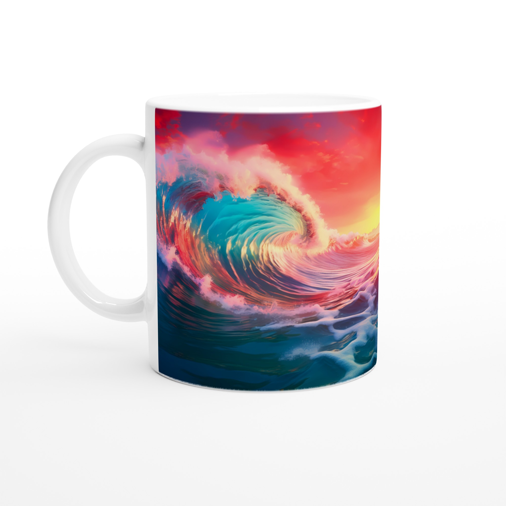 Oceanisk Färgexplosion – 11oz Keramisk Mugg med Vibrerande Vågmönster 1 a79457f2-5415-42e1-9abf-45084a45ab45