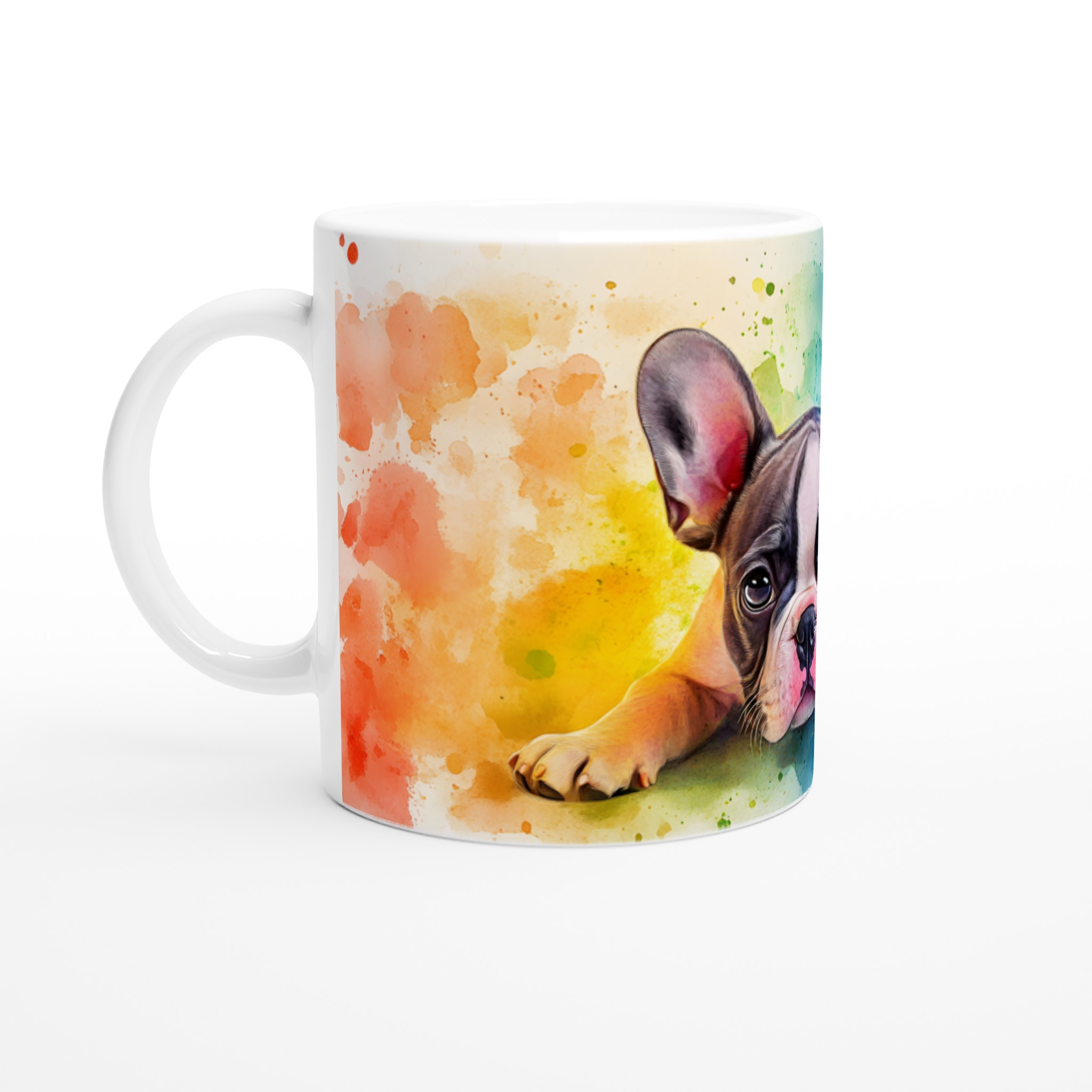 Färgglad Akvarell Fransk Bulldog Keramikmugg - 11oz, Levande Design som Lysar! 1 a845589a-ca94-4683-86e4-1b42f08b752b