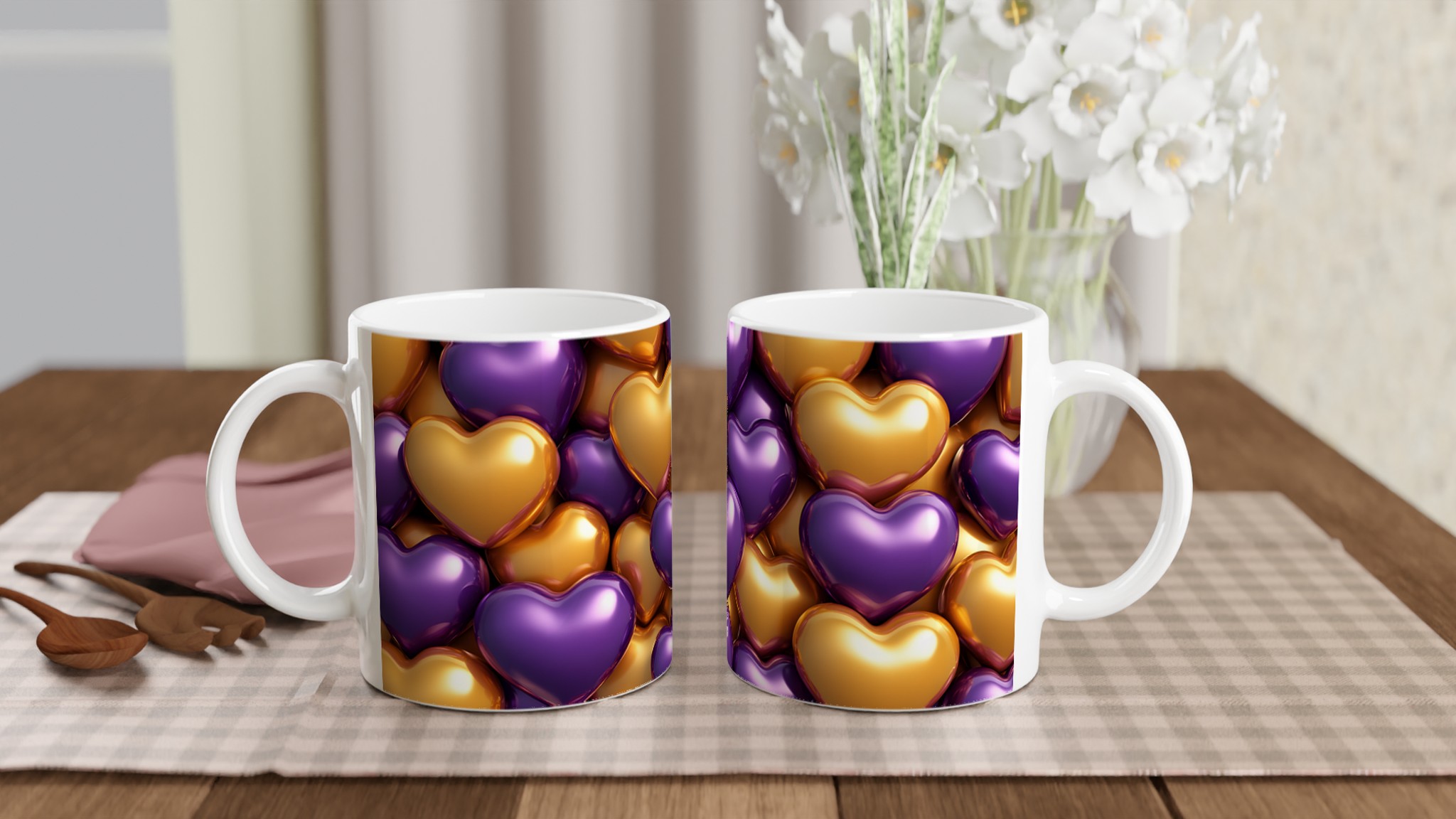 Kärlekshjärta Keramikmugg - Lyxiga Guld & Lila Nyanser, 11oz 10 a87b451d-435d-4ca4-9740-9c6612f8bd7d