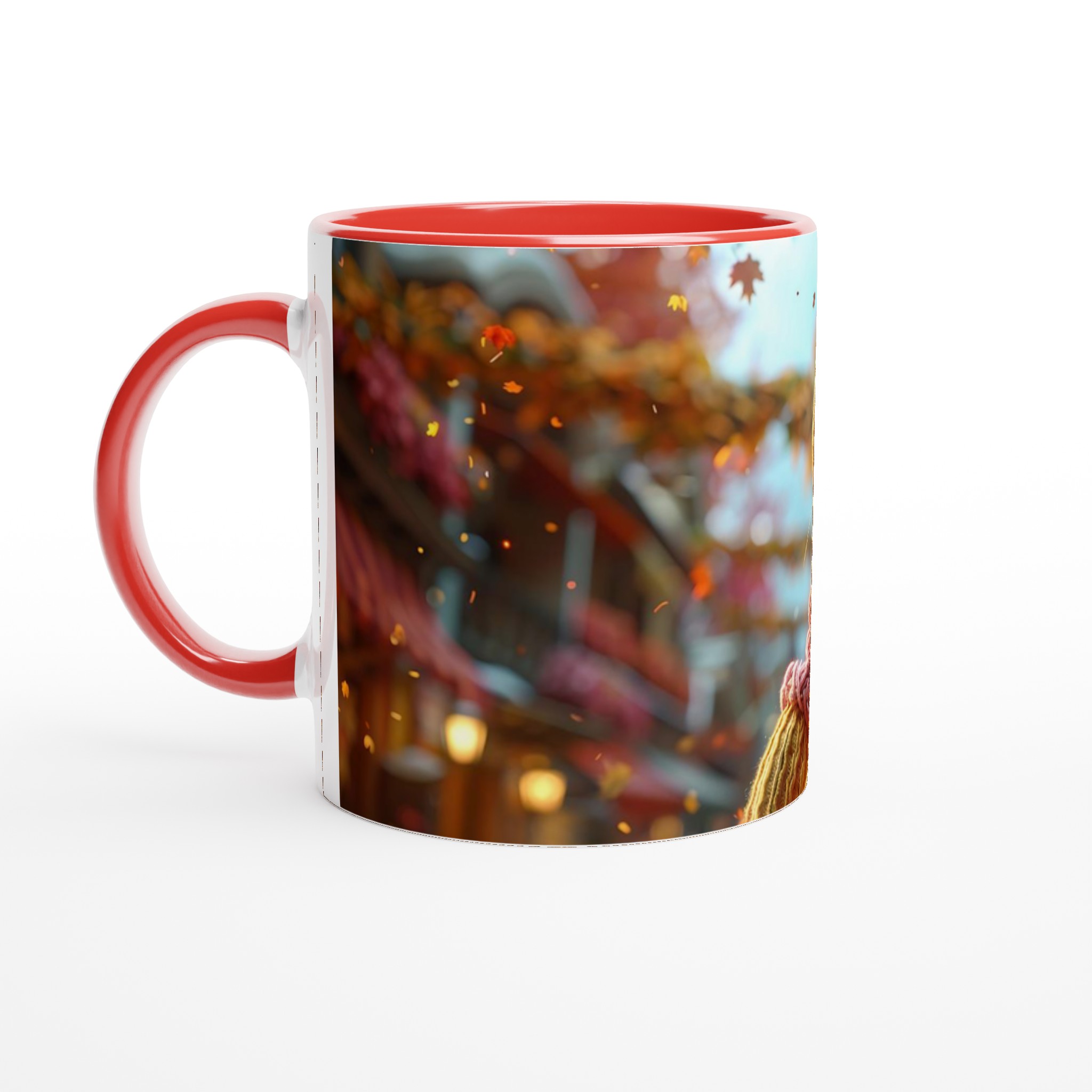 Höstmys Mugg - Charmig Höstflicka & Fallande Löv - 11oz Keramikmugg i Valfri Färg 2 a8b7a518-b2f7-4d2c-b833-a2f838362c5a