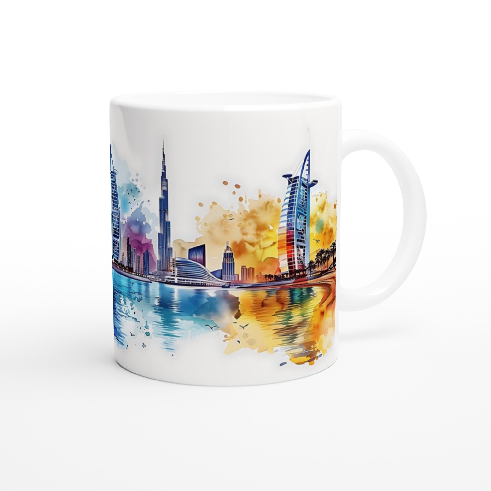 Dubai Akvarell Stadssiluett Mugg - Konstnärlig Kaffekopp med Burj Khalifa & Burj Al Arab i Levande Färger 9 a8e494a2-9dd7-4f06-b573-887b0f308fa3