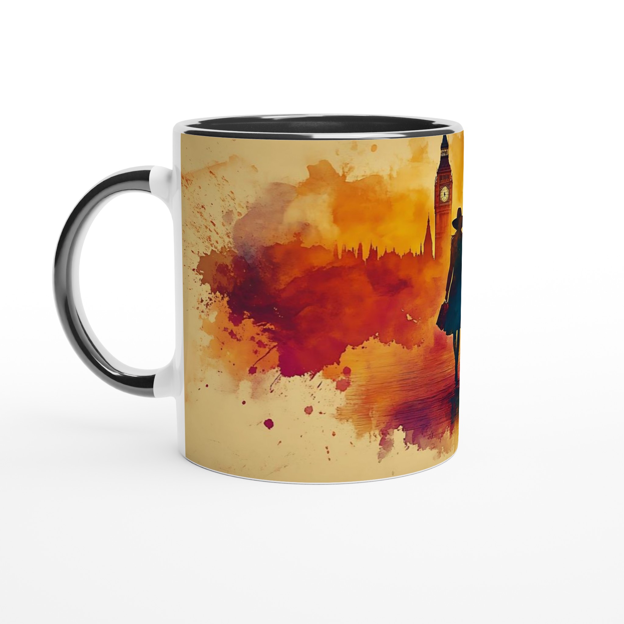 London Watercolor Romance: Konstnärlig 11oz Keramikmugg – Välj bland sju levande färger! 2 a93d3ffd-519d-47fa-9613-3cf2a07d1b3c