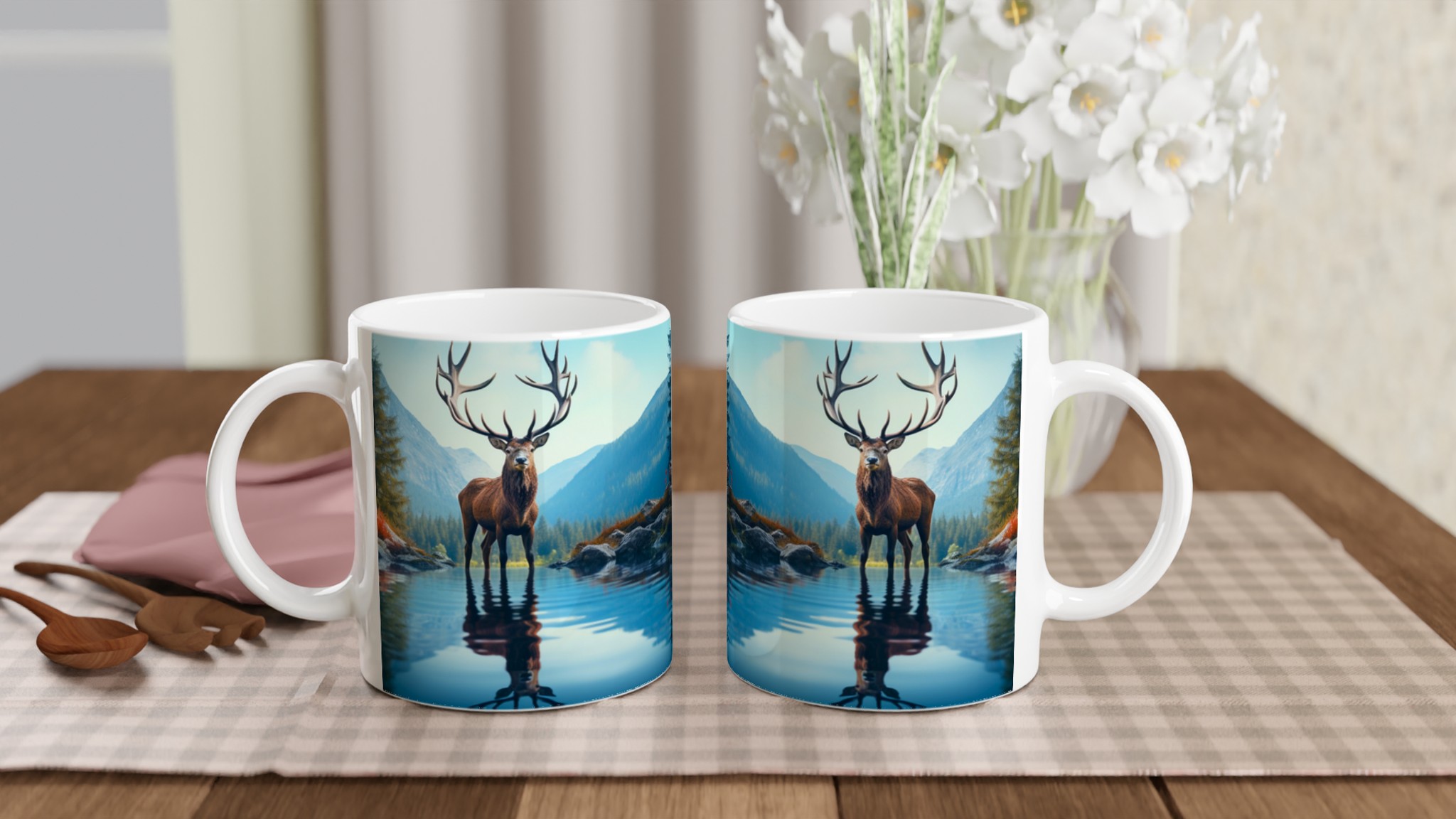Majestätisk Älg vid Sjön – 11oz Keramisk Mugg i Valfri Färg 10 a94d35fa-e1b2-4e2e-84ad-0dc3a446d21b
