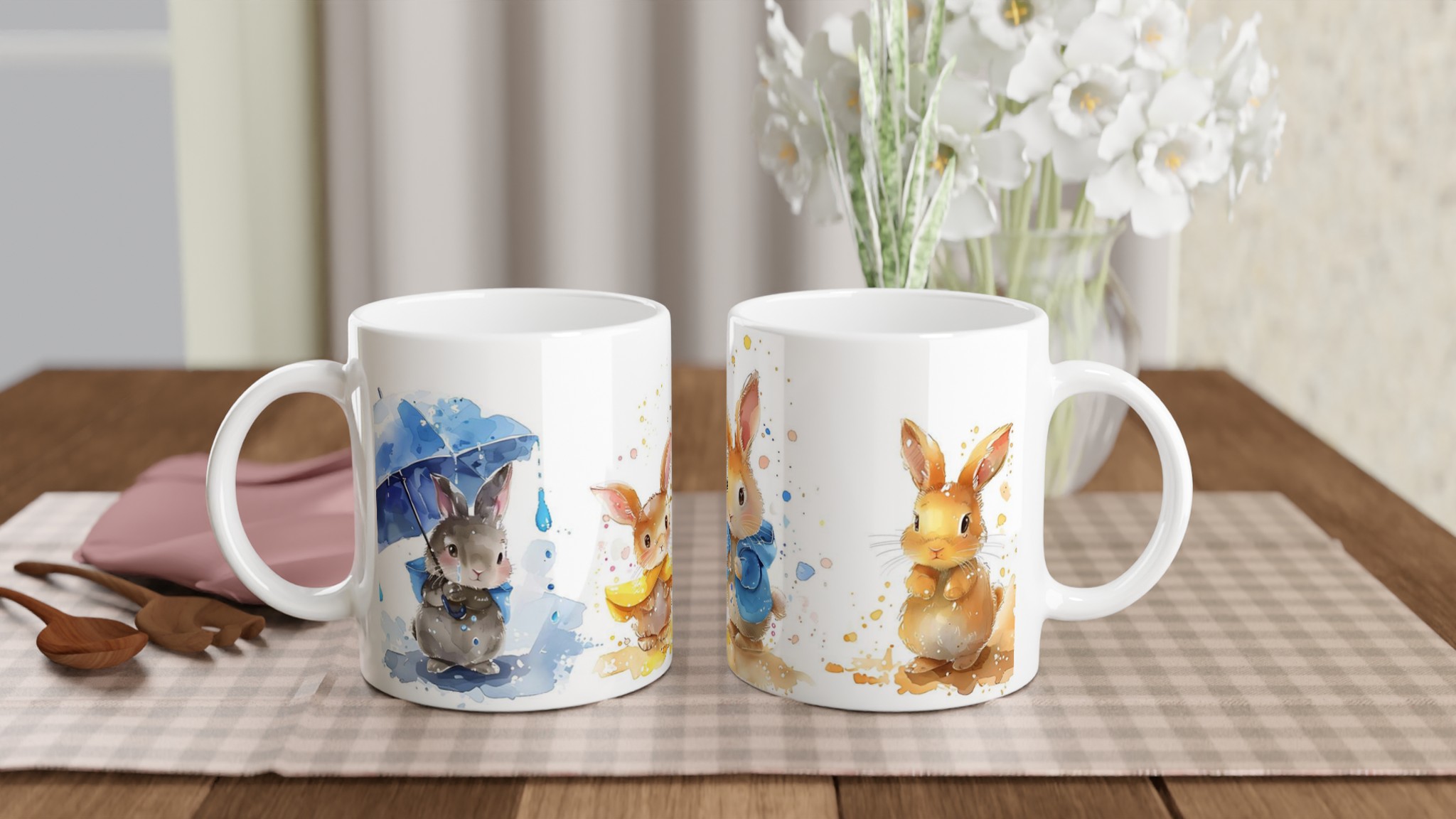 Söta Vattenfärgskaniner 11oz Keramisk Mugg – Lekfull Design i Valfri Färg! 10 a963d46e-a76e-47d8-bae2-734f62a7ca7e