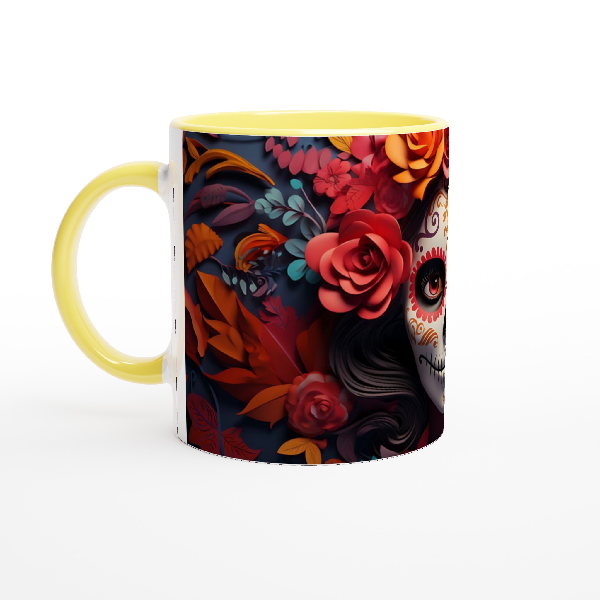Sugar Skull Blommig Keramisk Mugg – Fira Livet i Levande Färg, 11 oz 5 aaafe3f0-bc77-4baf-ae61-207ebcb262f9