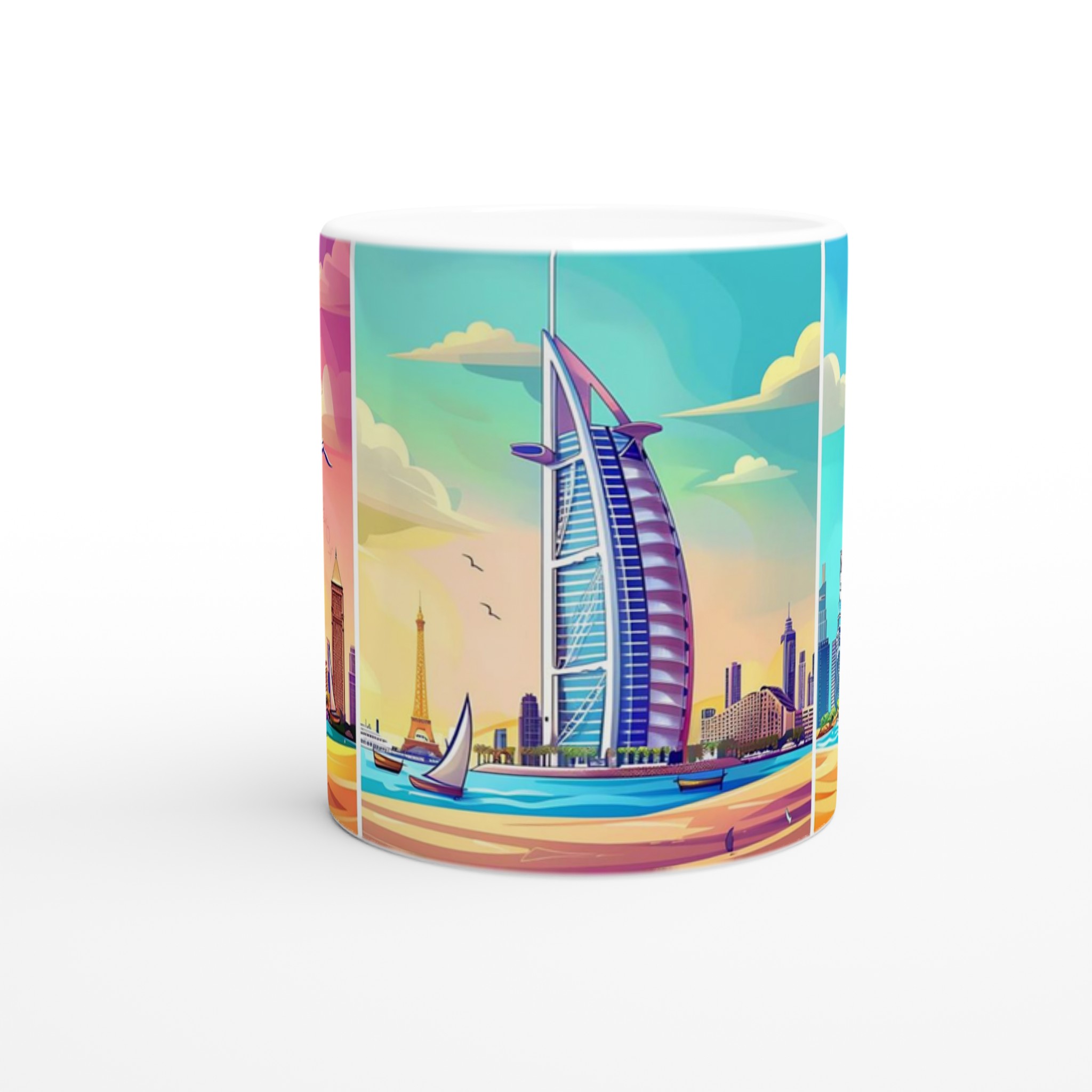 Dubai Sunset Magic: Unik 11oz Keramisk Mugg med Ikoniska Vyer – Välj Din Färg! 8 aab157a4-a049-4dd7-a662-2903f6249bb4