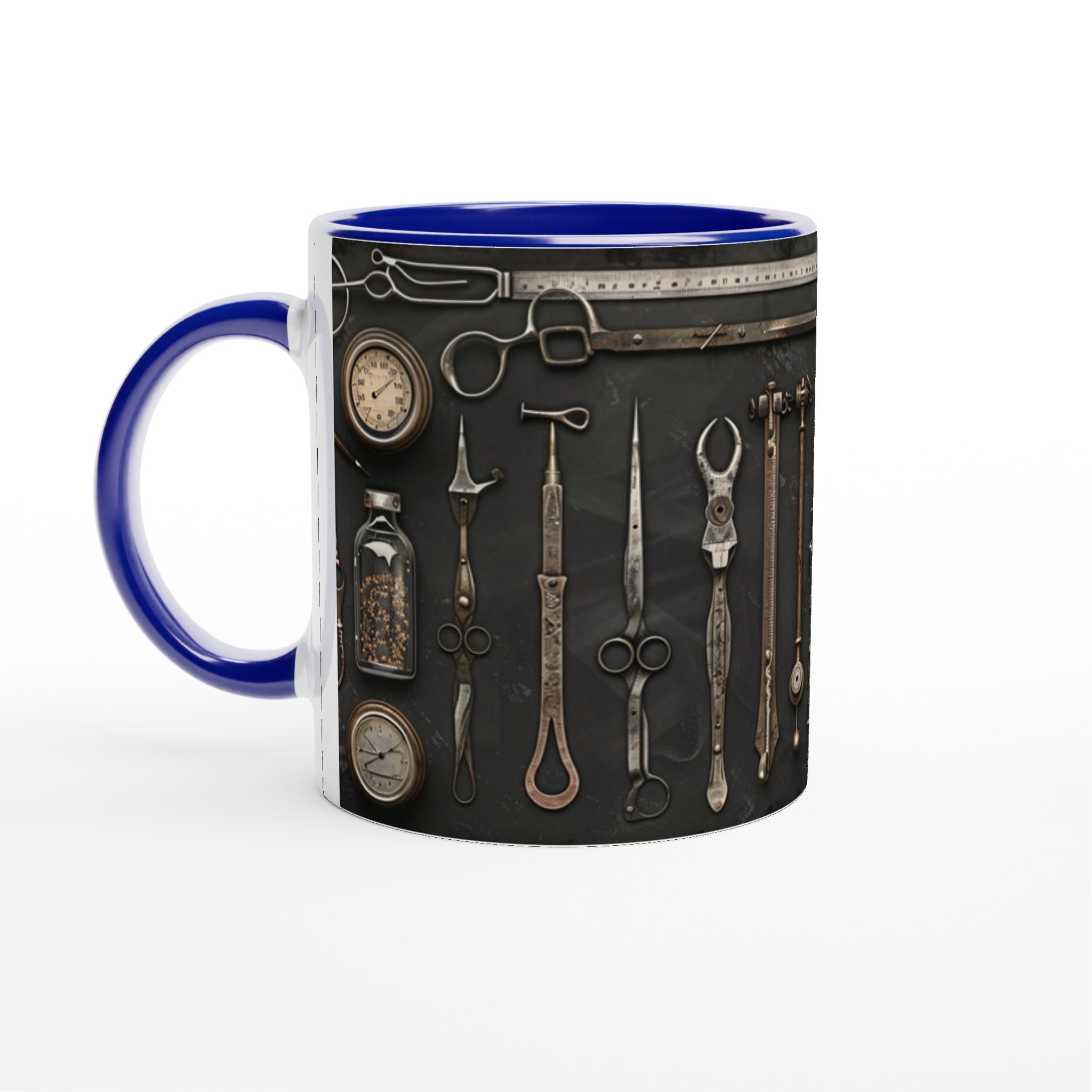 Vit 11oz Keramisk Mugg med Vintage Verktygsdesign – Välj Bland 7 Eleganta Keramiska Färger 4 aaccf251-539c-45d0-972b-410f1b7b769f