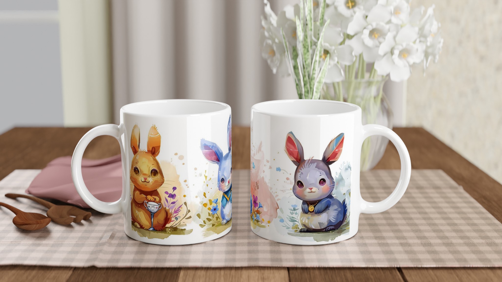 Söta Akvarell Kanin Mugg – 11oz Keramisk Kaffekopp i Flera Färger 10 aaeb7f0c-b5a8-4230-b7e7-dec2e01f19da