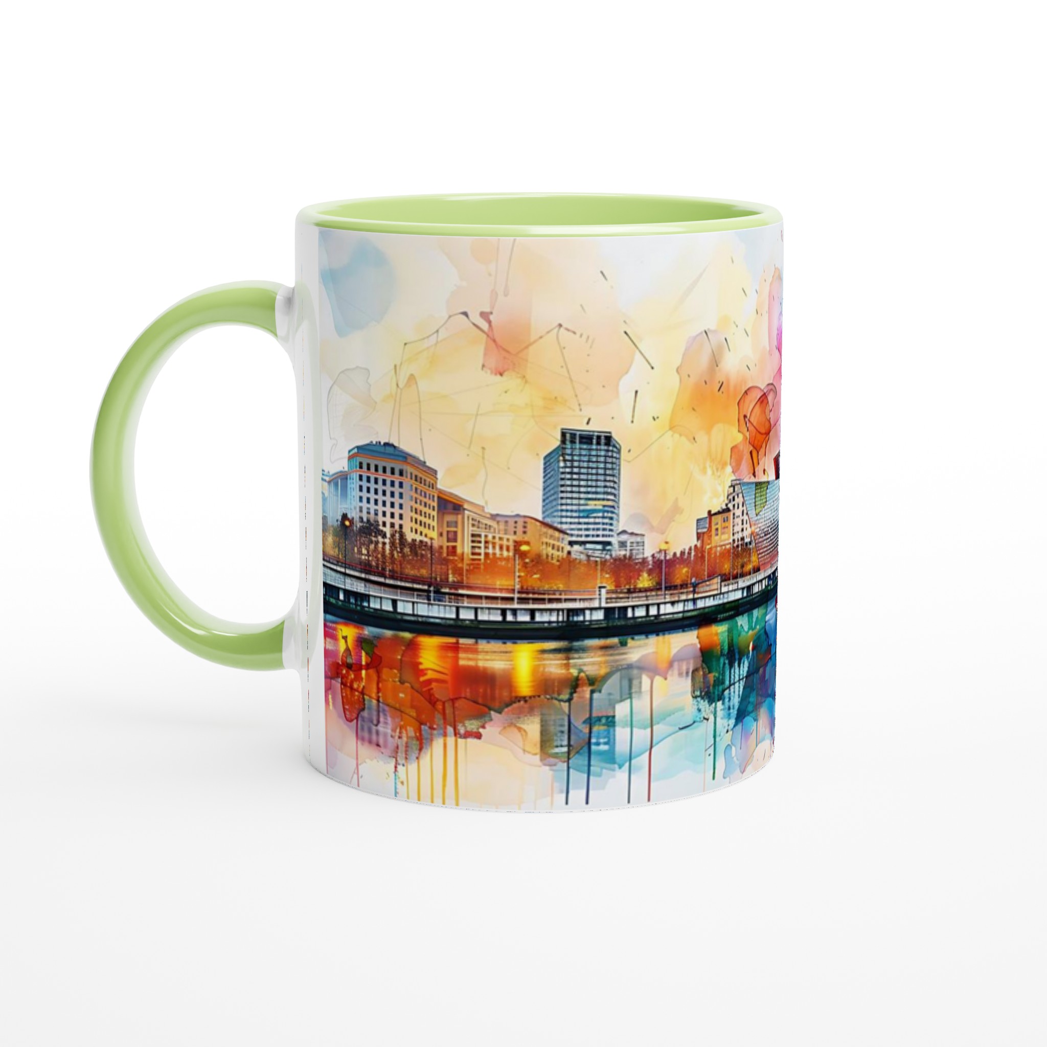 Abstrakt Stadsbild Akvarell Mugg – Färgstark Keramikmugg 11oz 3 aafadbaa-088b-4a51-85e0-3a3f055b50aa