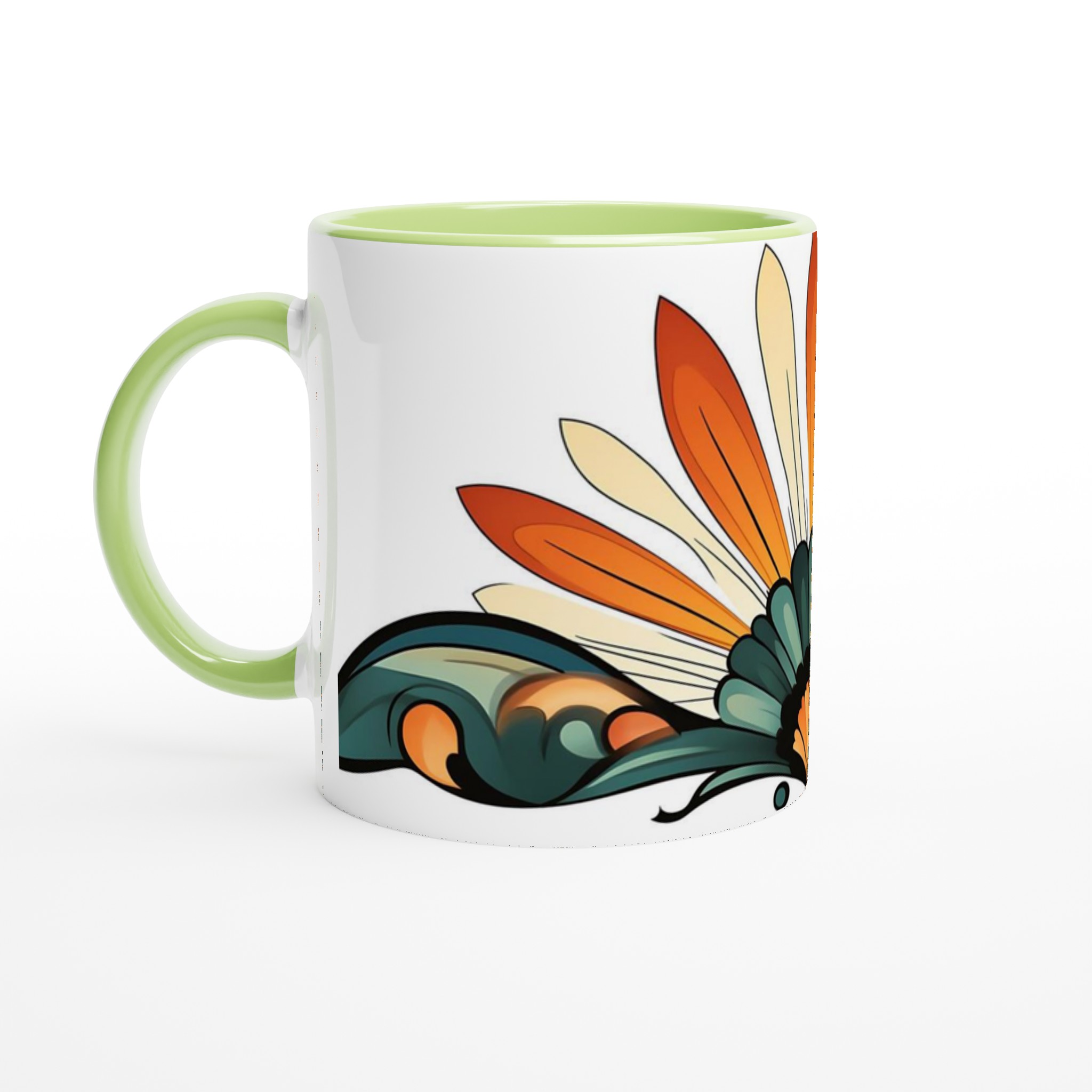 Art Nouveau Inspirerad Keramikmugg – Elegant Solfjäderdesign i Varma Nyanser 6 ab466e3f-8cab-4941-a021-821af3f25d1e