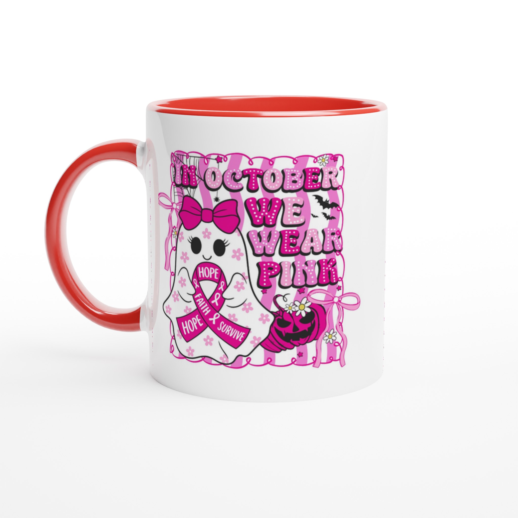 In October We Wear Pink – Rosa Bandet-mugg för Bröstcancermedvetenhet 6 ab48c234-633d-4d56-8874-35407a70c382