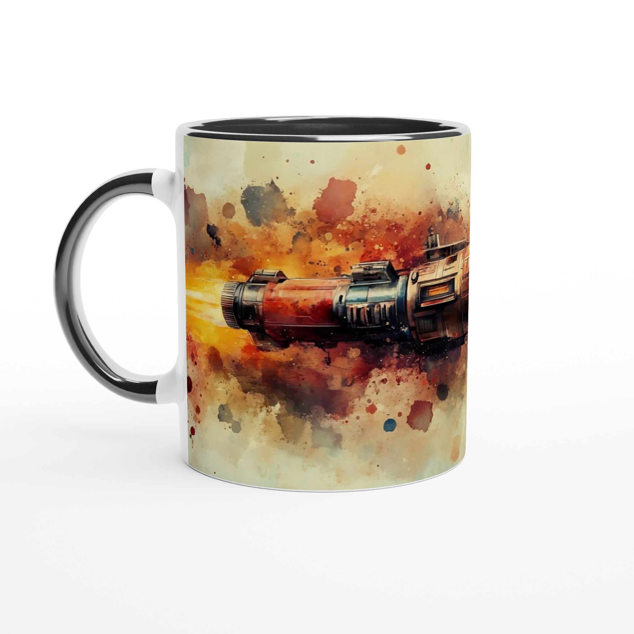 Kosmiskt äventyr kaffemugg – Färgstark akvarell rymdraket i din favoritfärg 2 ab7ff9a1-3b22-45da-9d9e-ec272947ec33