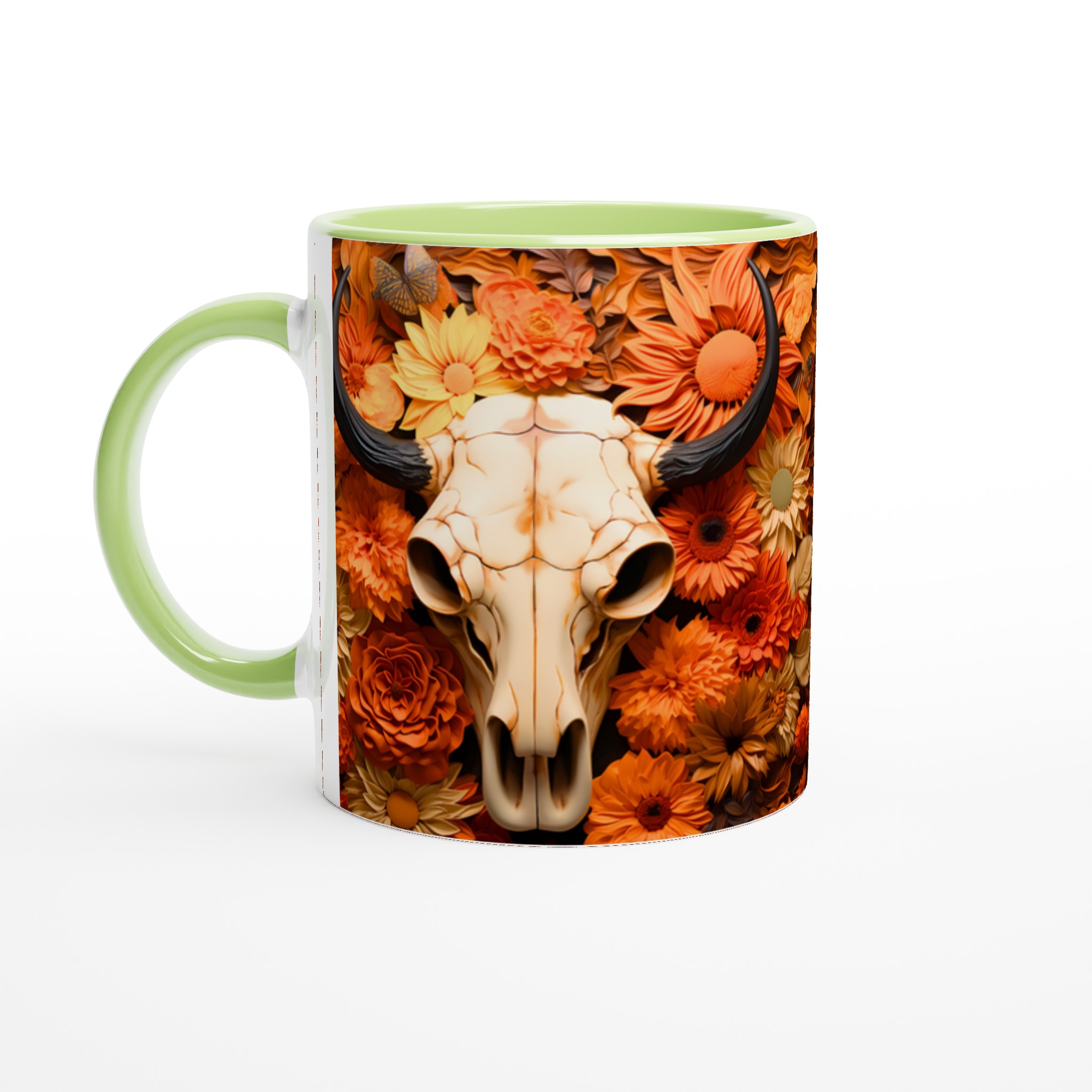 Bohemisk Blomster & Buffalo Skalle Keramisk Mugg – 11 oz Premium Design för Kaffeälskare 3 ab97bf7f-5394-4790-b0a2-8177de132c92