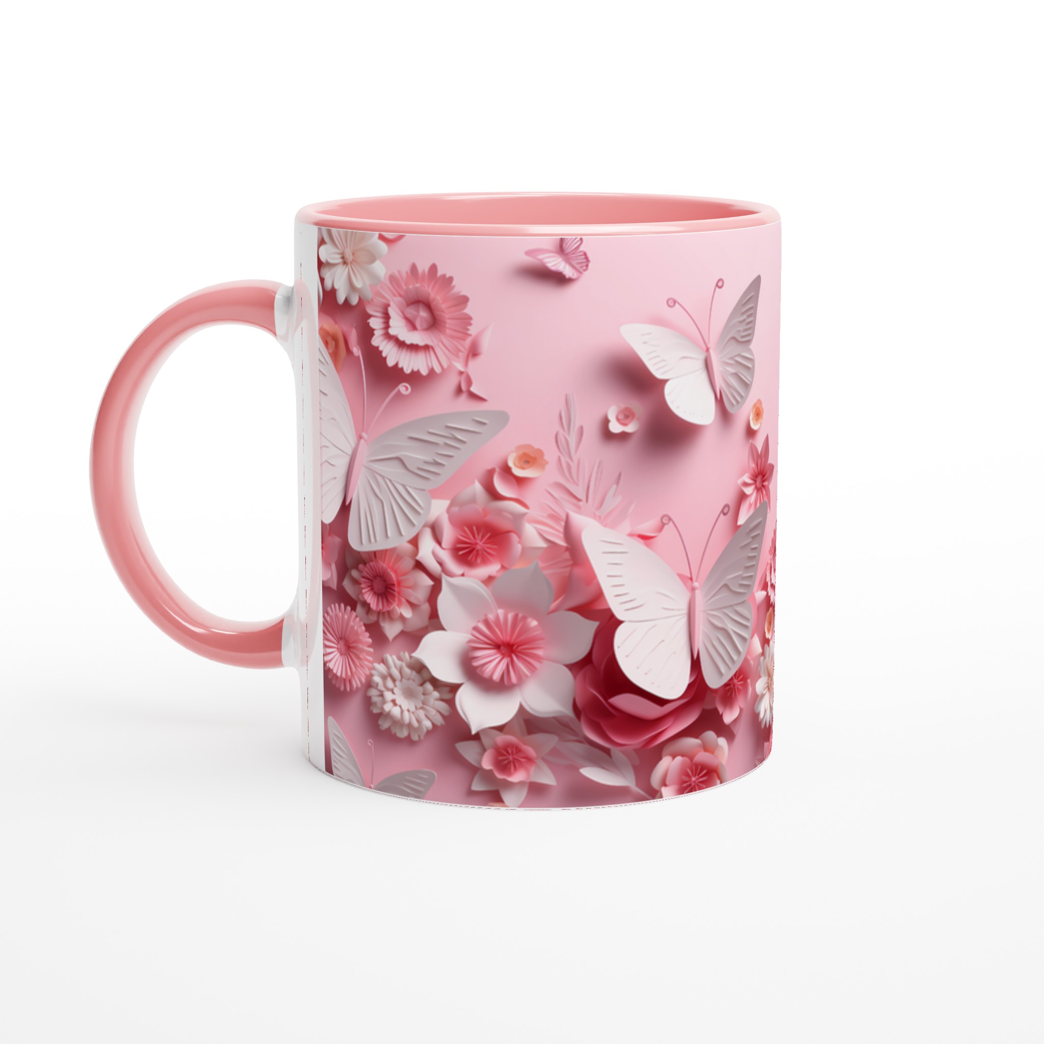 Pastellrosa Papper Butterfly Mugg - 11oz Keramikmugg i ditt val av 7 färger 6 abdd6a56-16ac-4b33-8b4f-b0b2d0b341fe