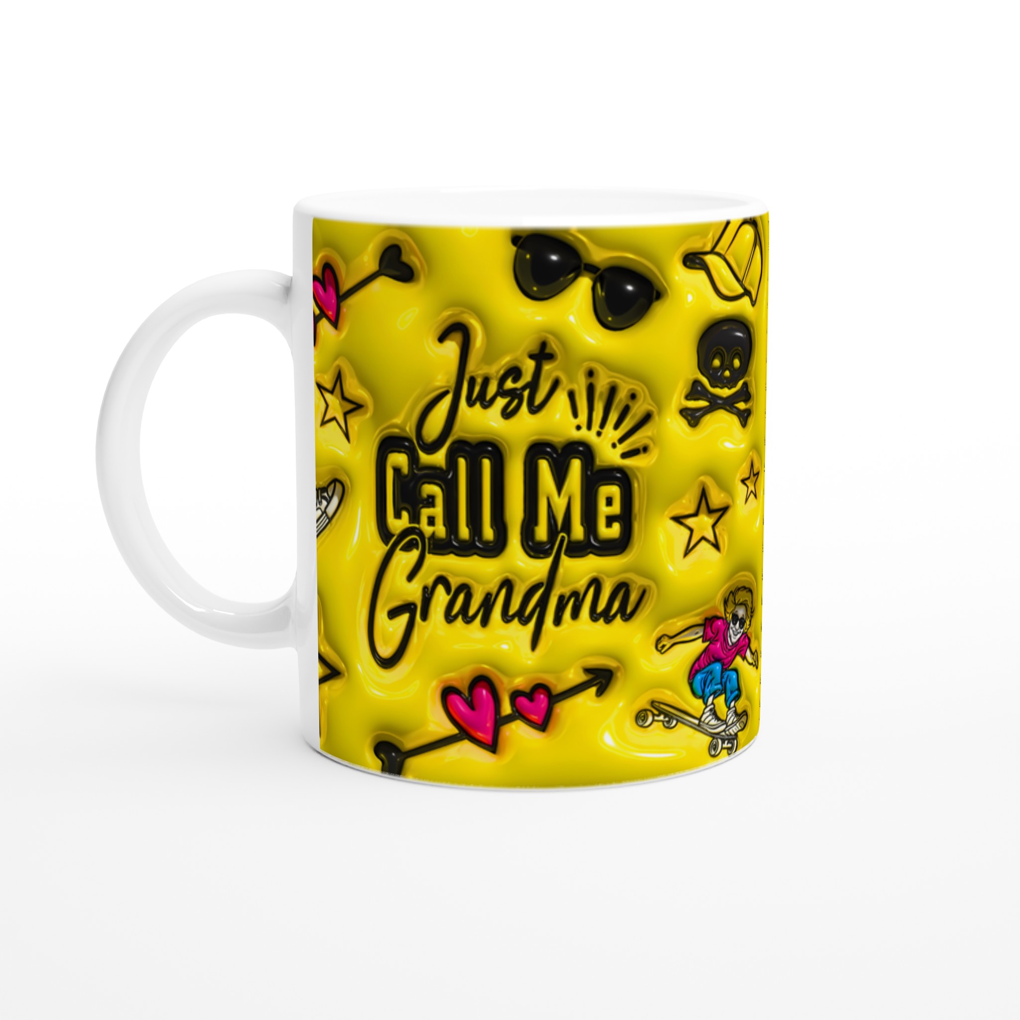 Cool Skateboard Grandma Mugg – 'Just Call Me Grandma' i Levande Gult – En Kärleksfull & Rolig Present! 1 abed87c4-379f-4e93-91c8-b32fbeba0bfc