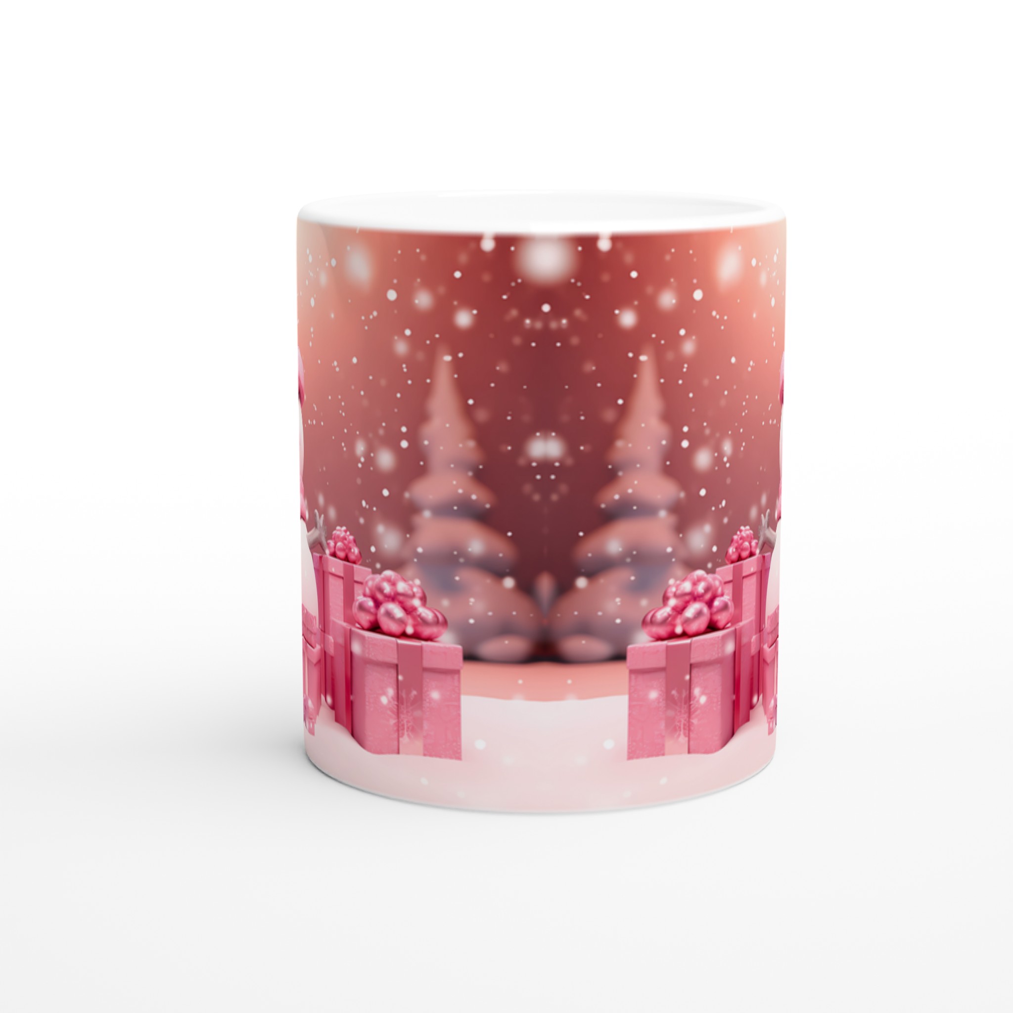 Mysig Vintermugg: Rosa Snögubbe & Presenter – 11oz Keramikmugg för Julglädje och Färgstarka Tryck! 8 abf6263a-0323-43cc-a5a3-d7591776e4be