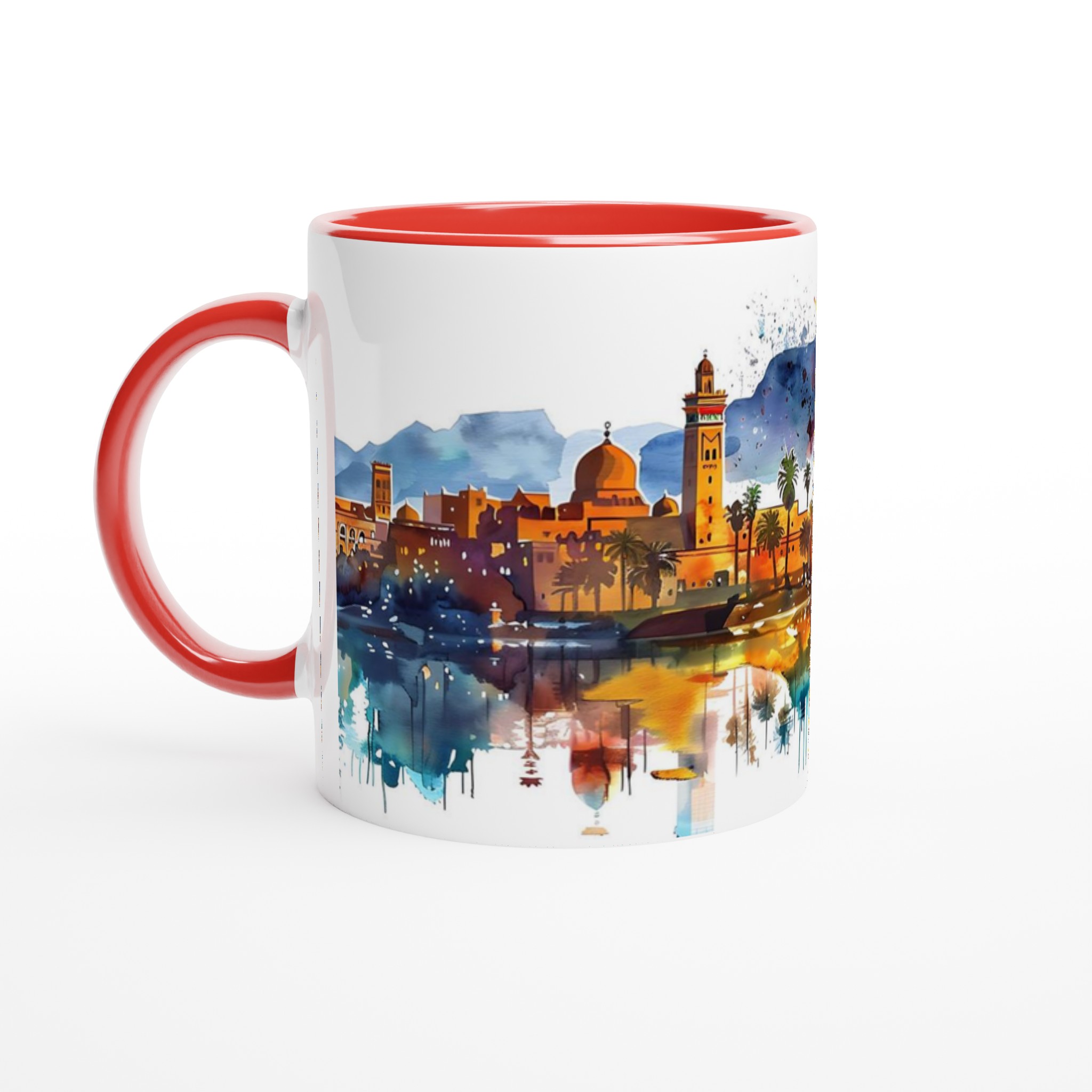 Marrakech Cityscape Vattenfärgsmugg – 11oz Premium Keramikmugg i ditt val av sju livfulla färger 2 ac371537-9c06-486f-917f-57418ce3d280