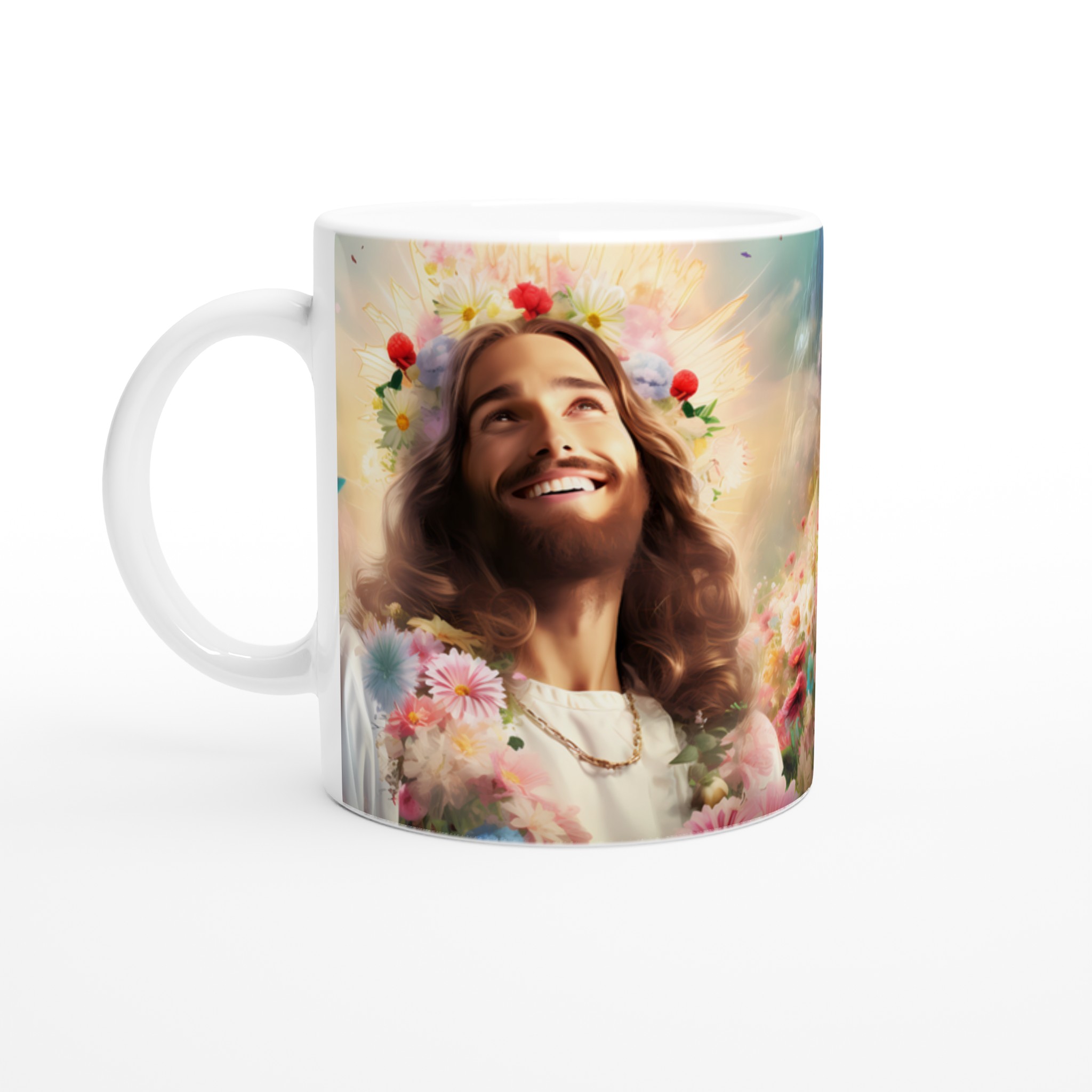 Jesus i Blomsterhav Keramikmugg - En hyllning till glädje & natur i din färgvalda 11oz-mugg 1 acb48813-0b79-4d28-b457-614c5a6a88a5