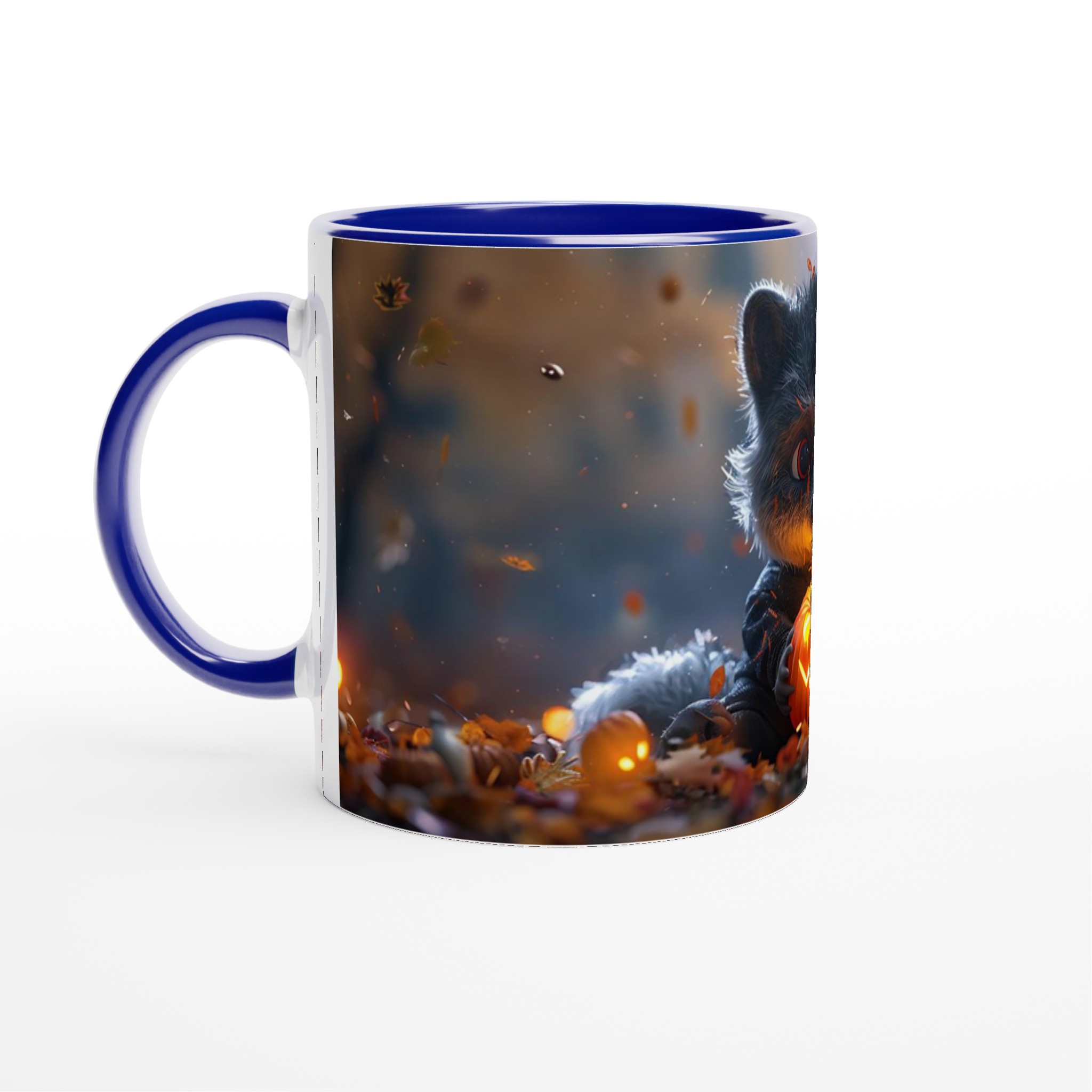 Mysig Halloween Raccoon Mugg - Förtrollande Pumkin Design på 11oz Keramikmugg i ditt val av färg 4 ad25baf7-129b-47ec-9b24-365f52959759