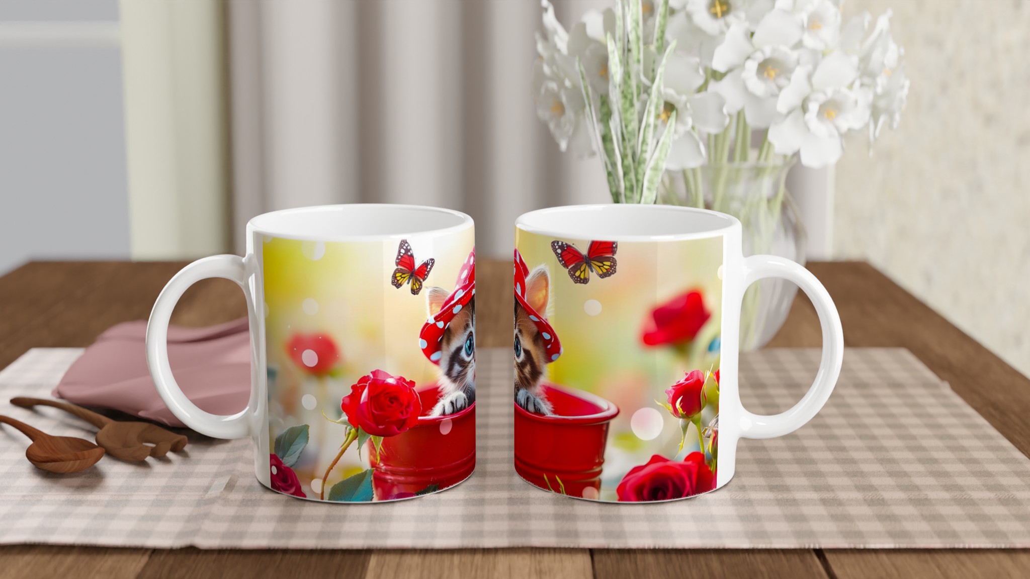 Söt kattunge i hatt 11oz Keramisk Mugg – Personlig design i 7 livfulla färger för kattälskaren 10 ad268c6c-faf8-48fd-8a29-958cb18bb89b