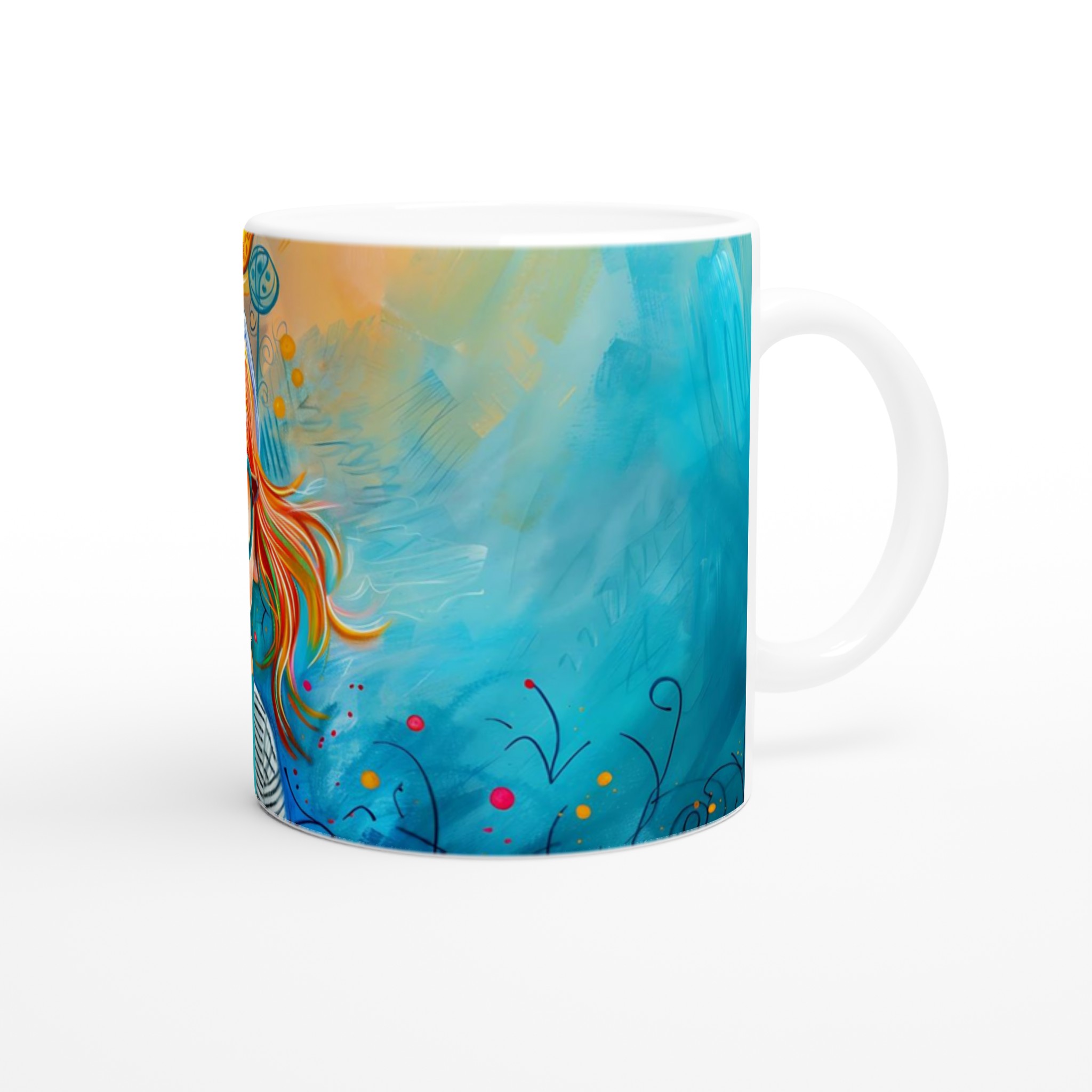 Konstnärlig Glädje Mugg – Vibrerande Design med Flicka & Pennor, 11oz Keramikmugg i Flera Färger 9 ad47709e-662e-48f3-b77d-55a8b06efd95