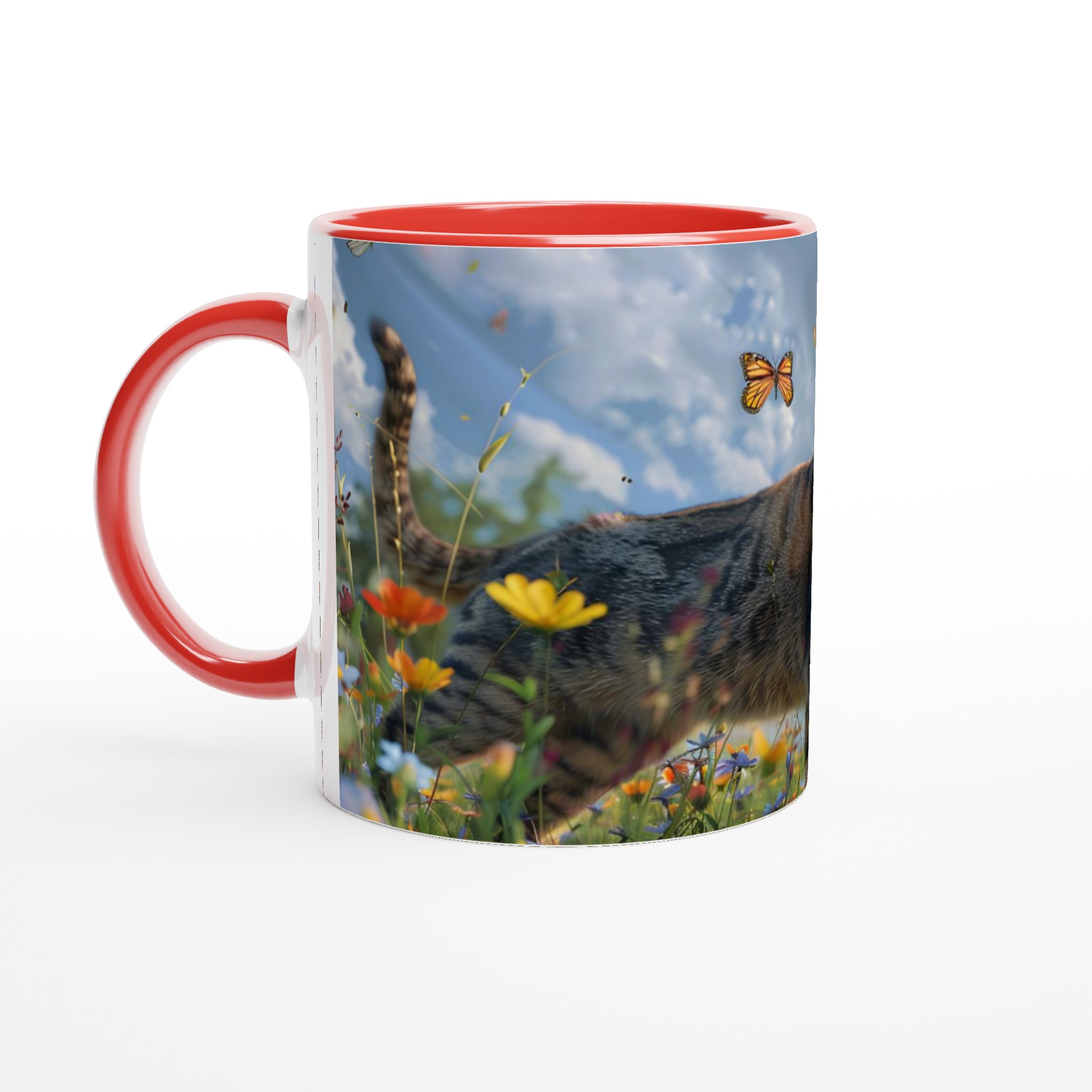 Katt bland Vårblommor – Levande 11oz Keramisk Mugg för Naturälskare 2 ad634ea5-4ab3-457b-a044-22d4da4625ac