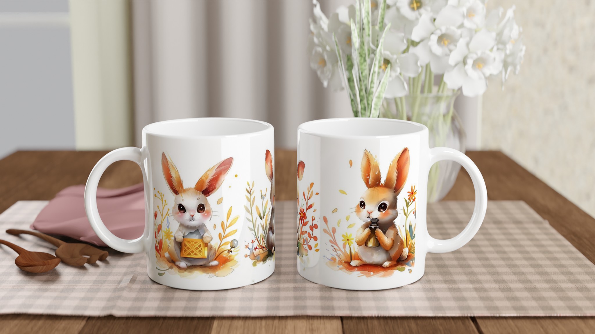 Söta Akvarellkaniner Mugg – Charmig 11oz Keramikmugg i Valfri Färg för Ditt Favorittryck 10 ad641bb8-2ad8-4c05-b16c-6b343b036c78