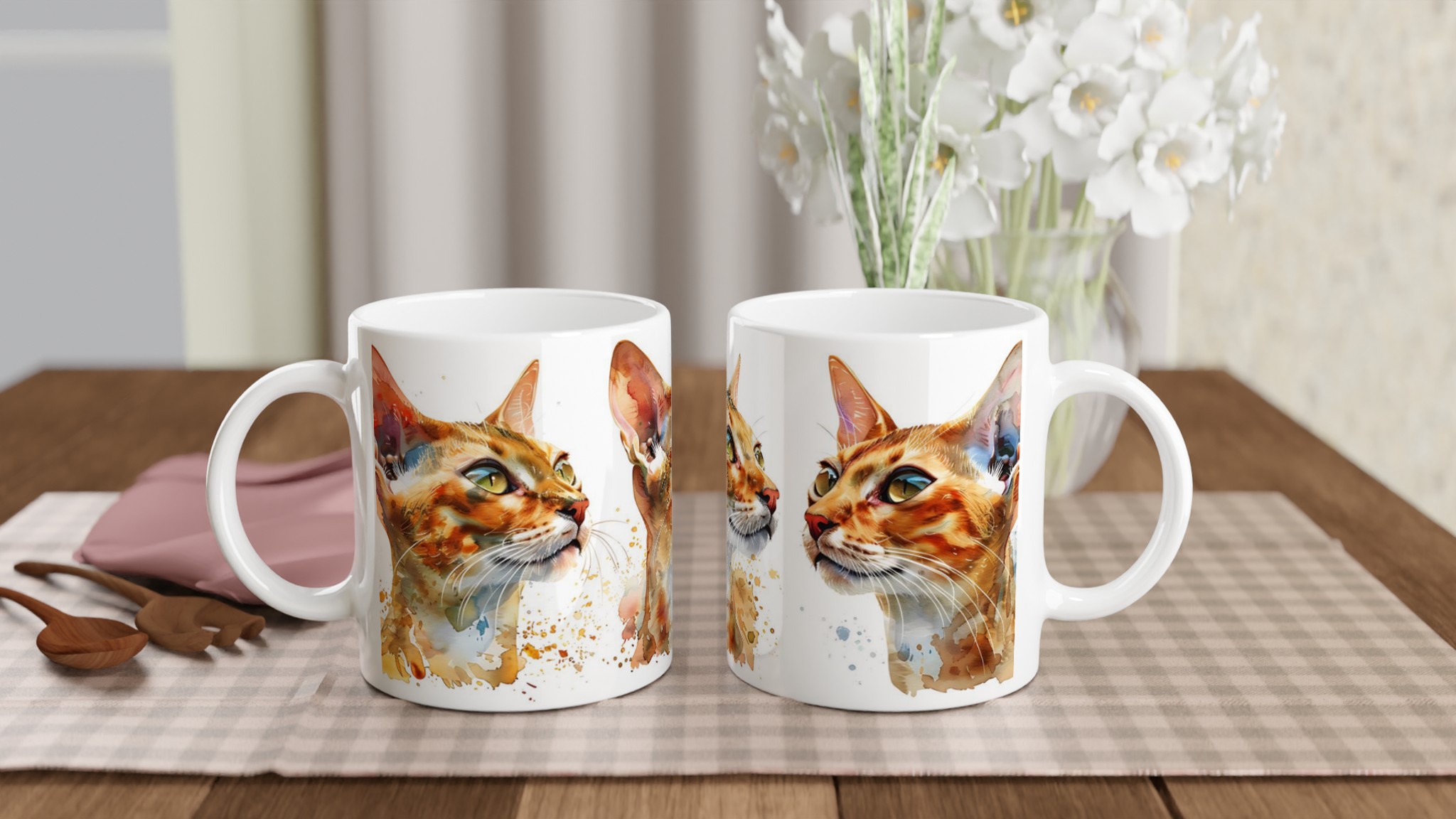 Abyssinier Katt Akvarell Mugg – Konstnärlig Kaffeupplevelse i Valfri Färg, 11oz Keramik 10 adb3e8a2-eb57-409f-9917-88f3ee56d94d